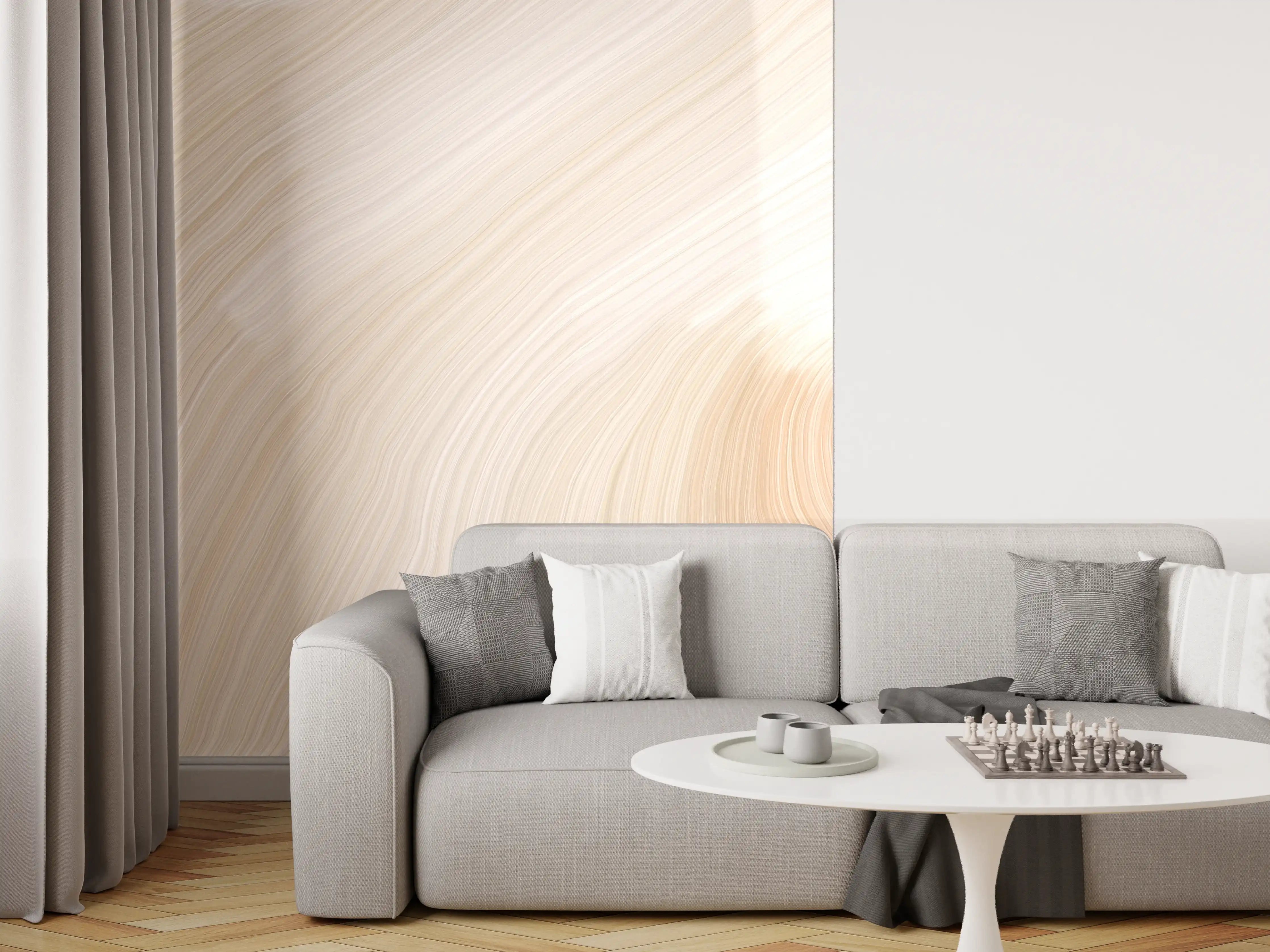 Wandverkleidung Wohnzimmer - Elegante beige Fliesenfläche