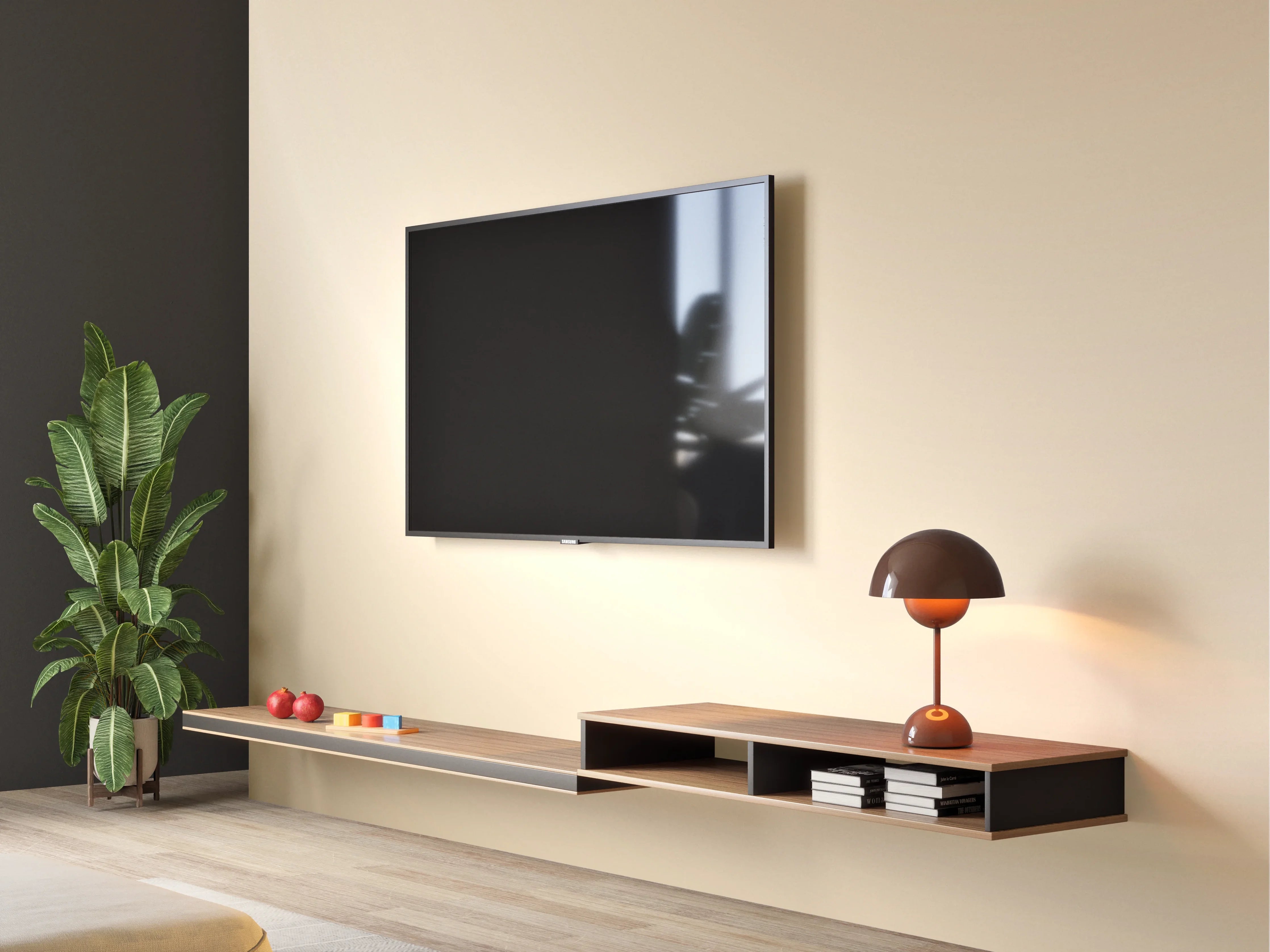 Wandverkleidung Wohnzimmer - Elegante beige Metallfläche