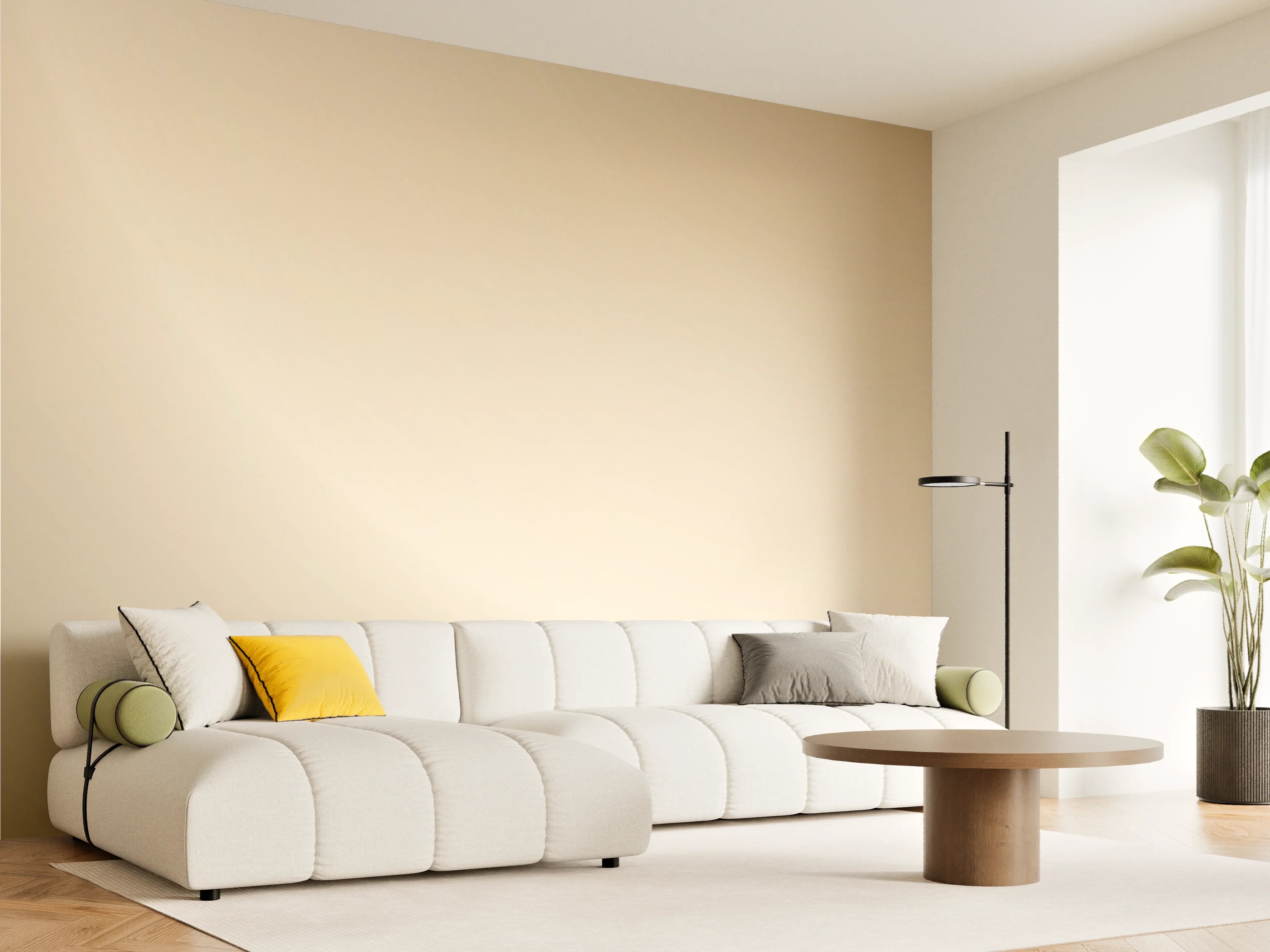 Wandverkleidung Wohnzimmer - Elegante beige Metallfläche