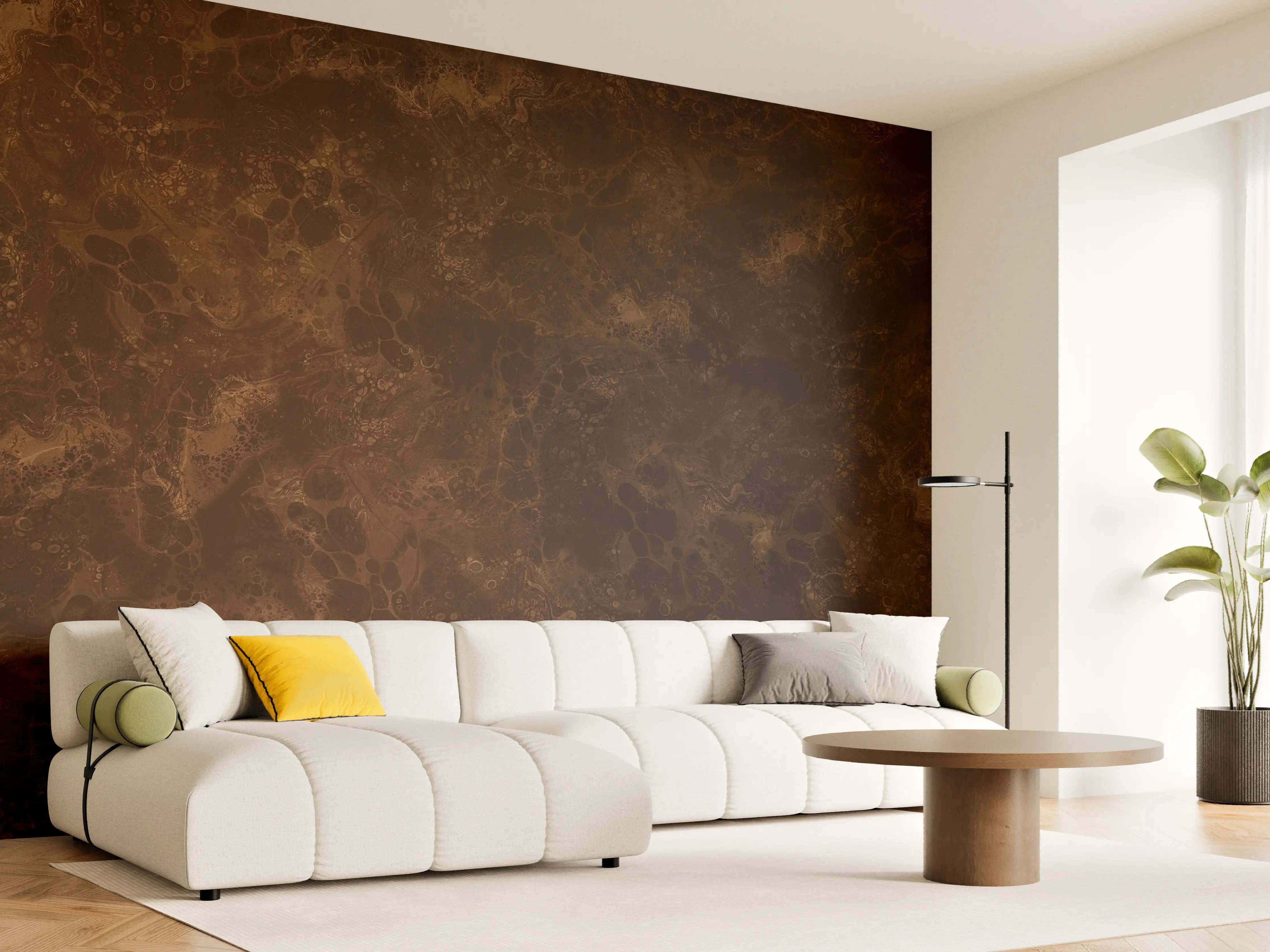 Wandverkleidung Wohnzimmer - Elegante dunkelbraune Marmorfłiese
