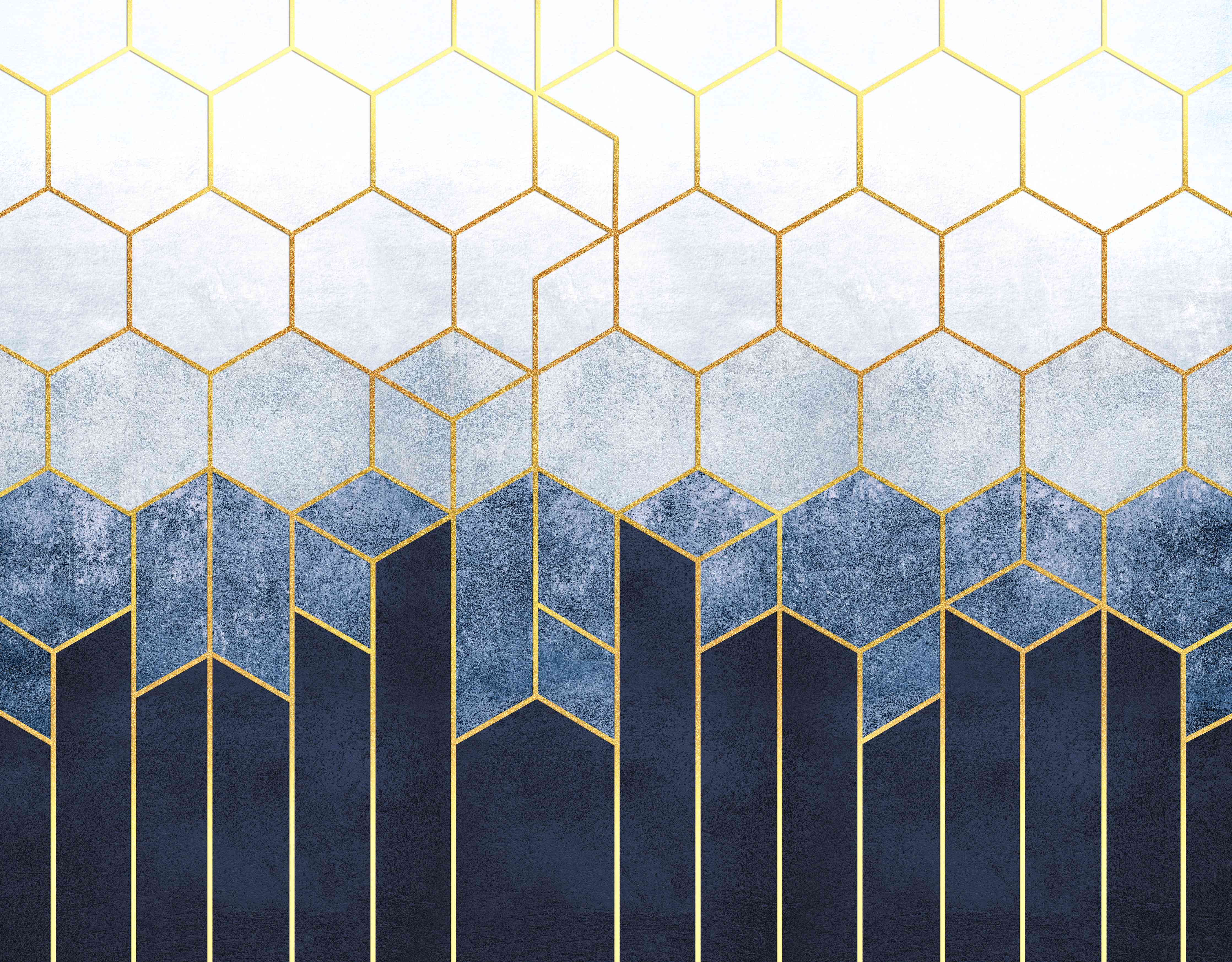 Wandverkleidung Wohnzimmer-Elegante geometrische Wandgestaltung mit Goldakzenten