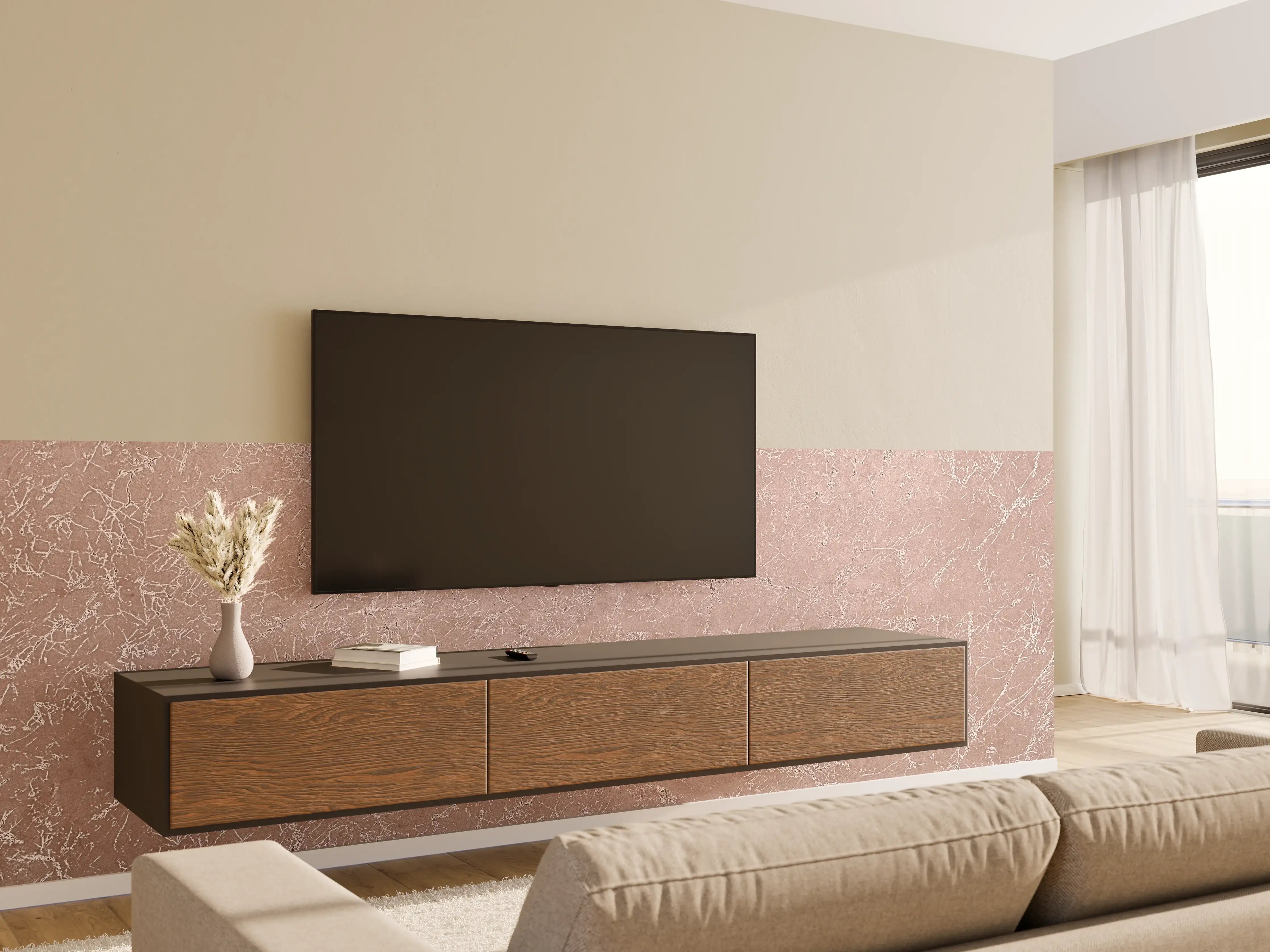 Wandverkleidung Wohnzimmer - Elegante rosa Marmorfliesen für dein Zuhause