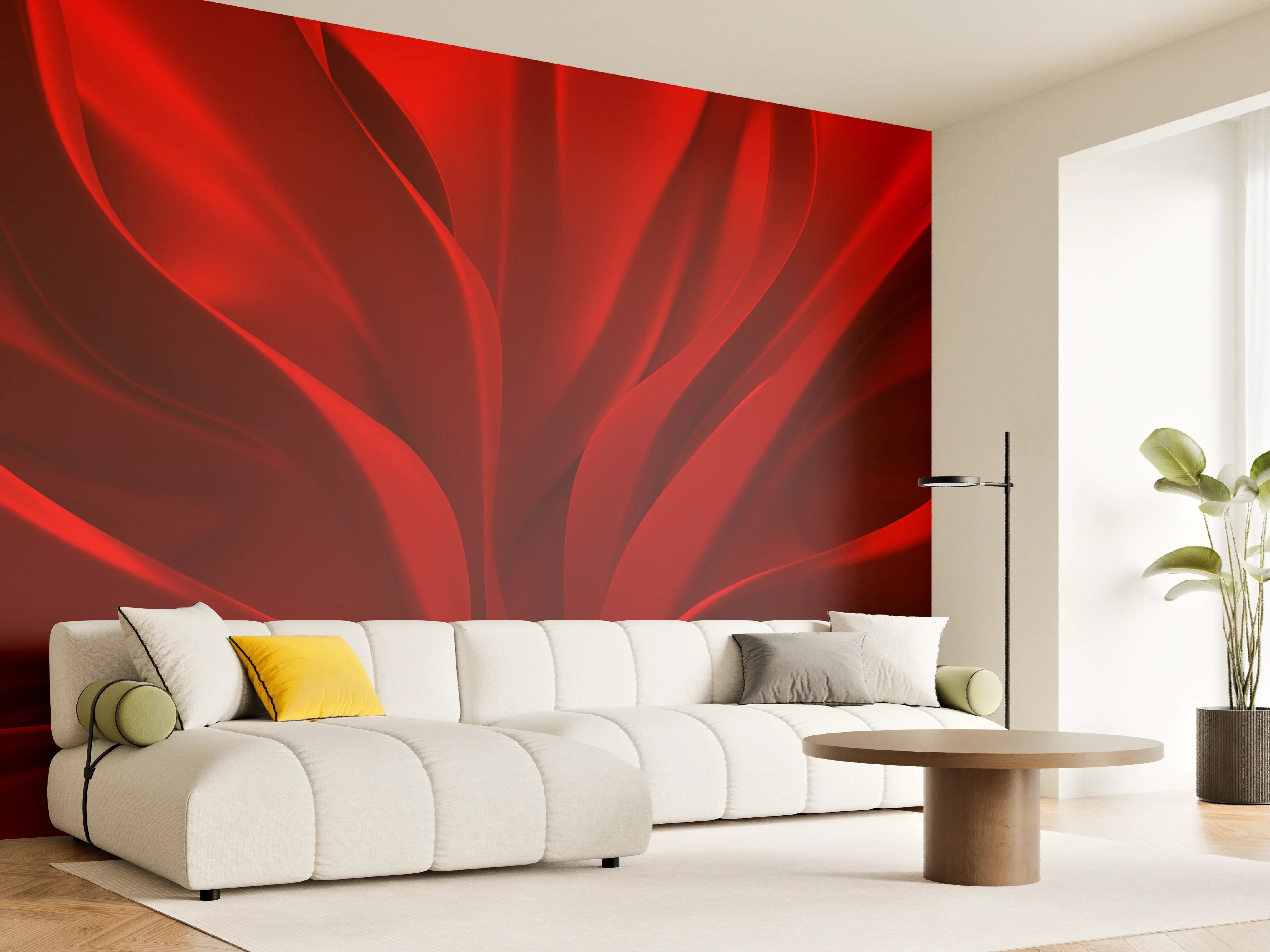Wandverkleidung Wohnzimmer - Elegante rote Blume in Nahaufnahme