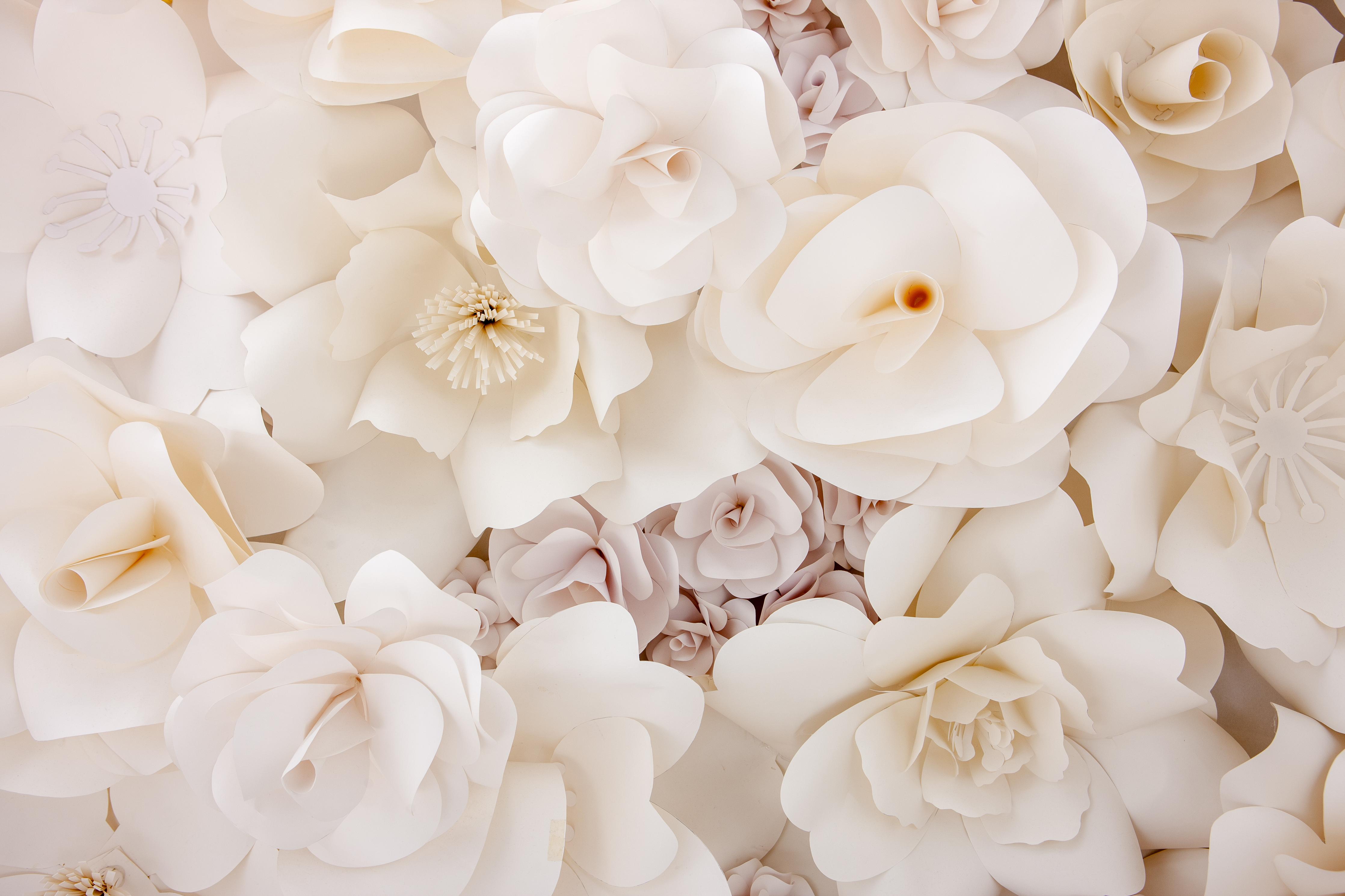 Wandverkleidung Wohnzimmer-Elegante weiße Blumenwand für festliche Anlässe