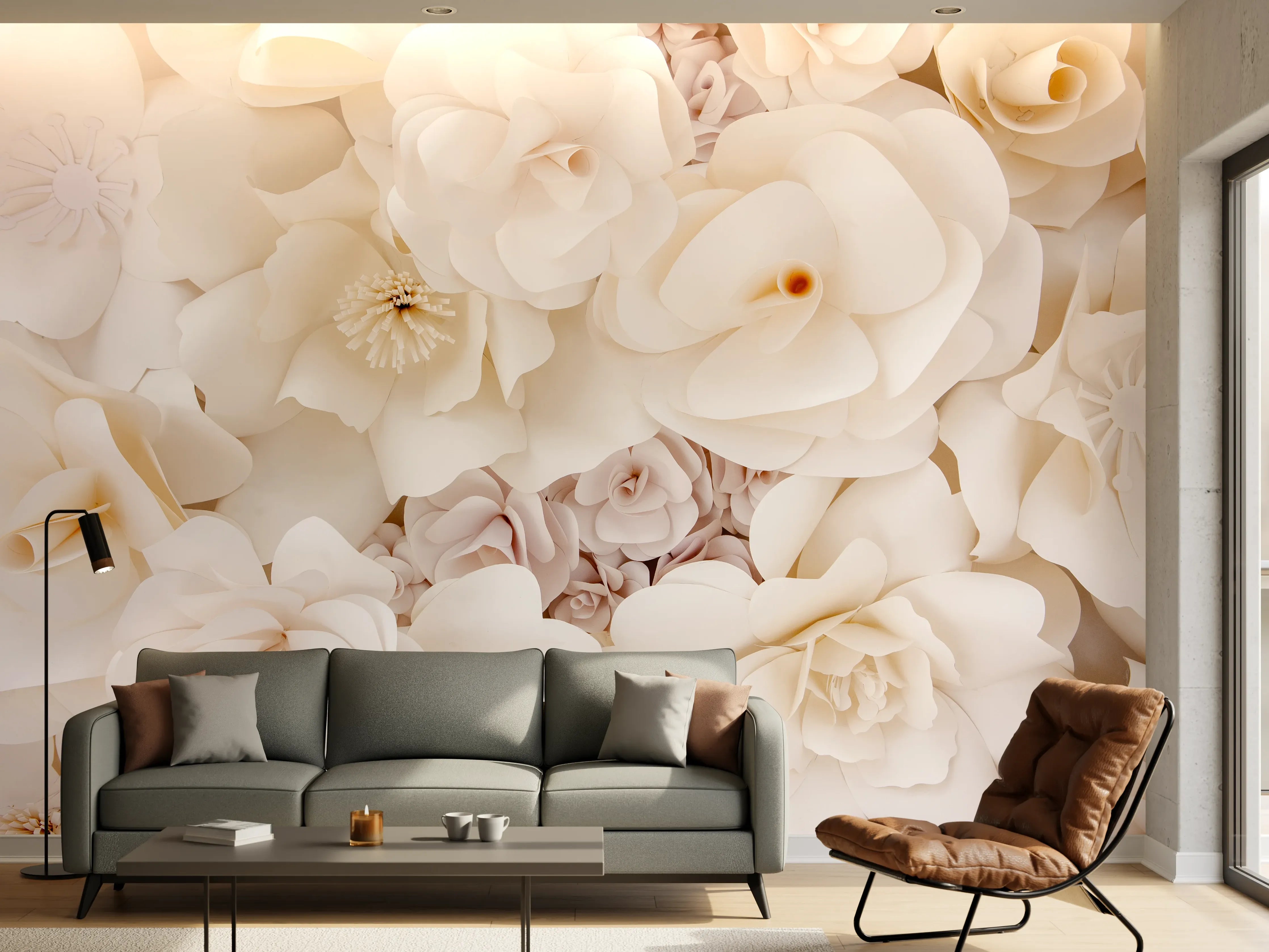 Wandverkleidung Wohnzimmer - Elegante weiße Blumenwand für festliche Anlässe