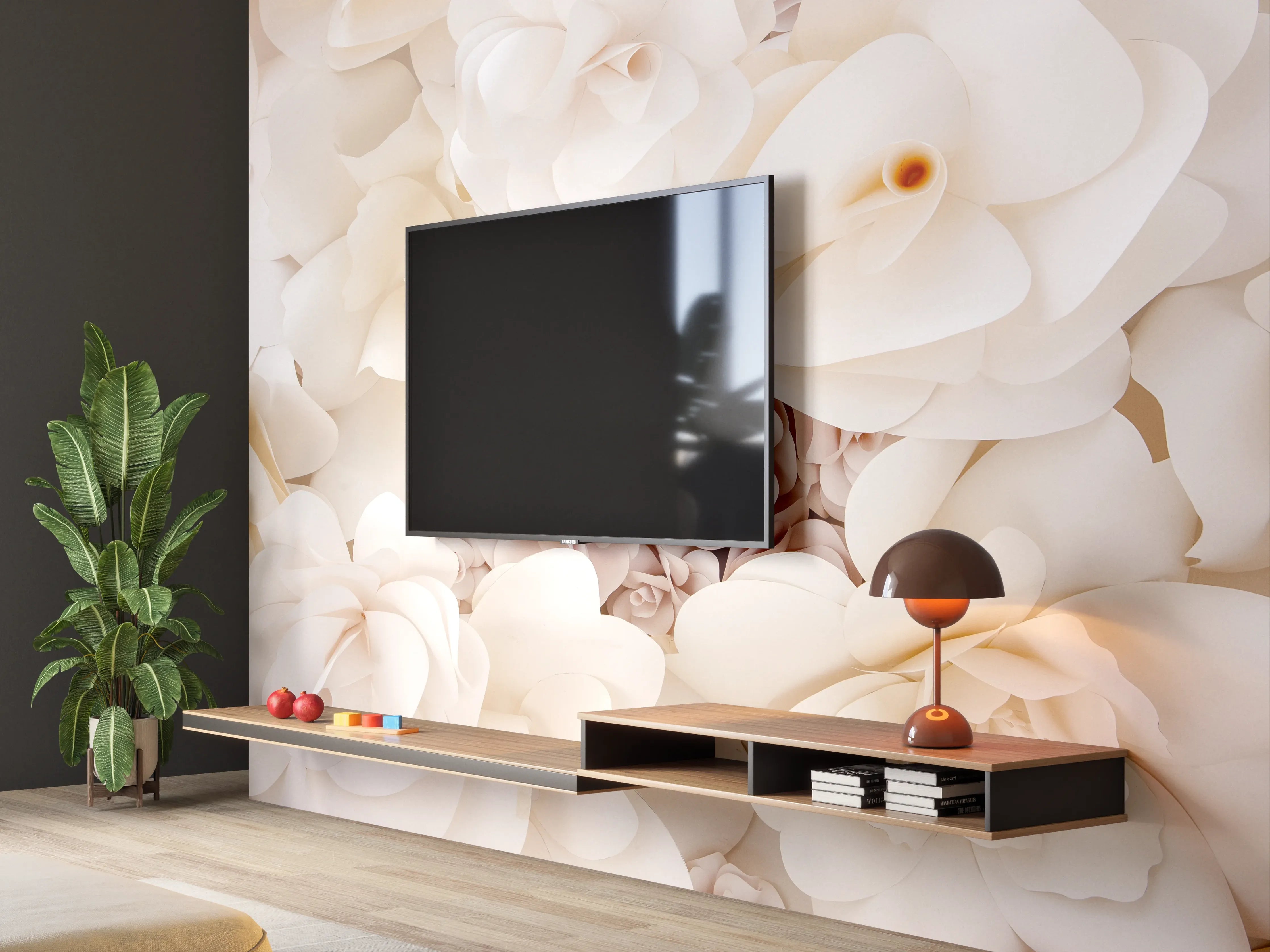 Wandverkleidung Wohnzimmer - Elegante weiße Blumenwand für festliche Anlässe