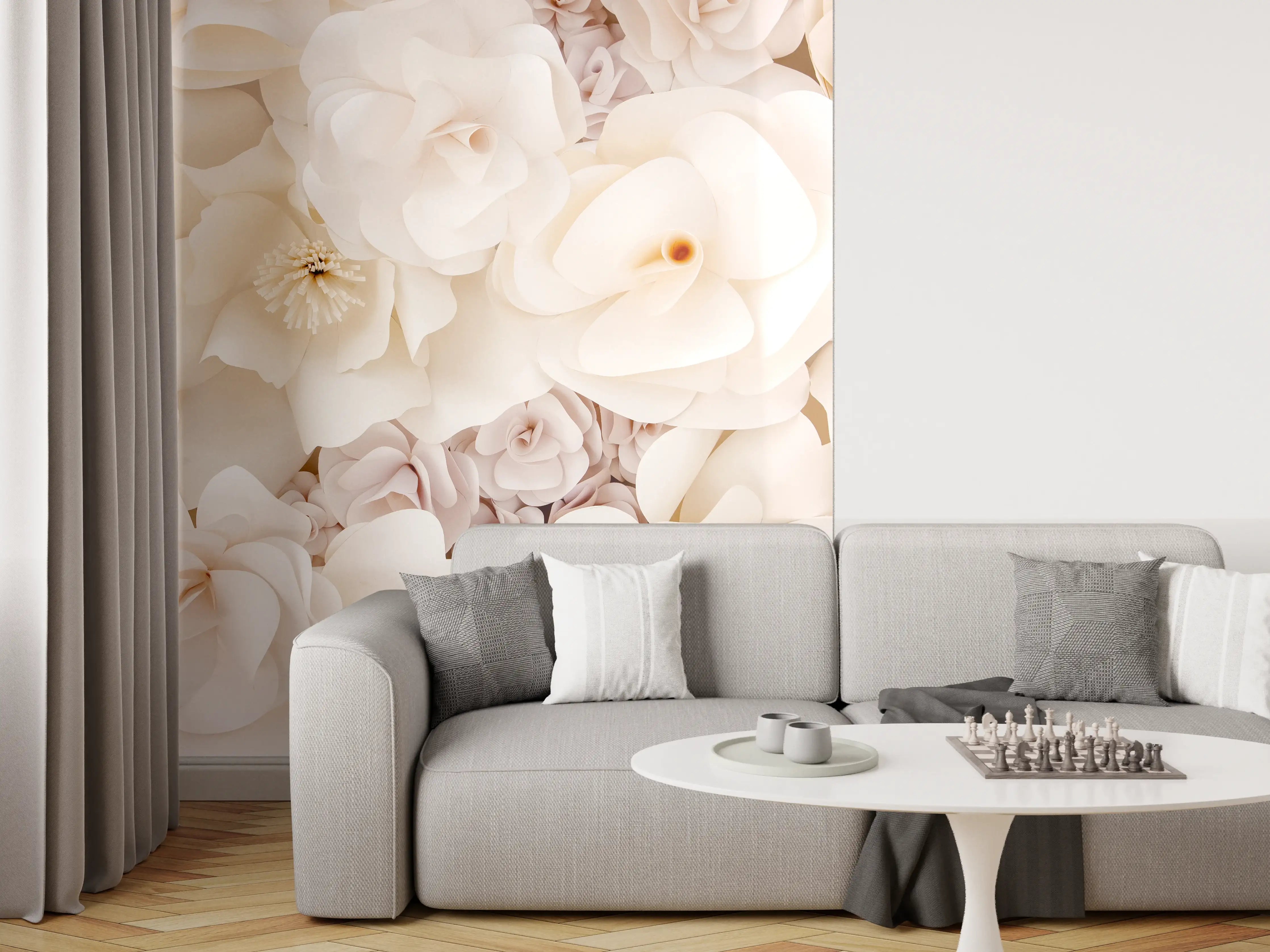 Wandverkleidung Wohnzimmer - Elegante weiße Blumenwand für festliche Anlässe