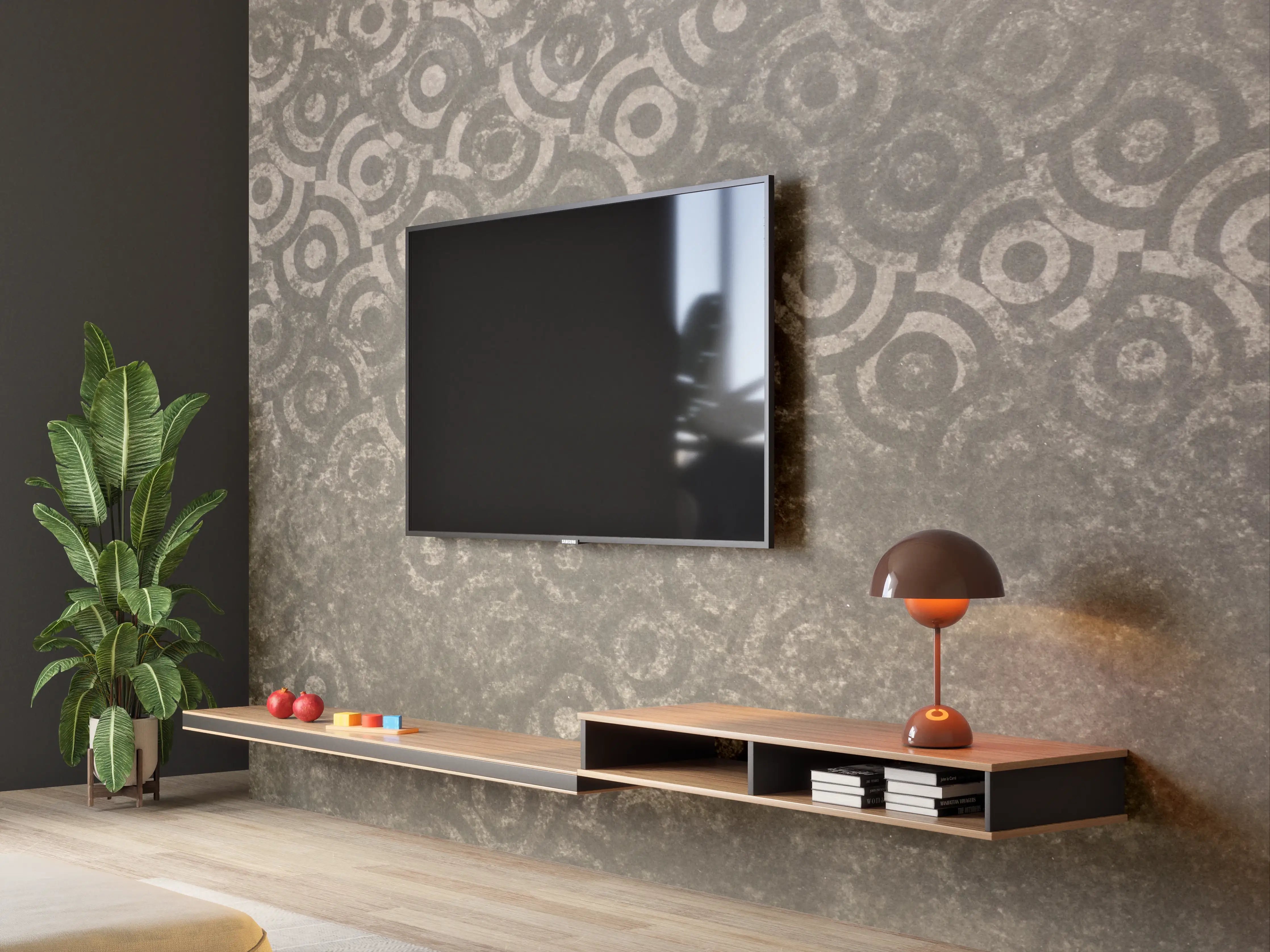 Wandverkleidung Wohnzimmer - Elegante, strukturierte Metalloberfläche