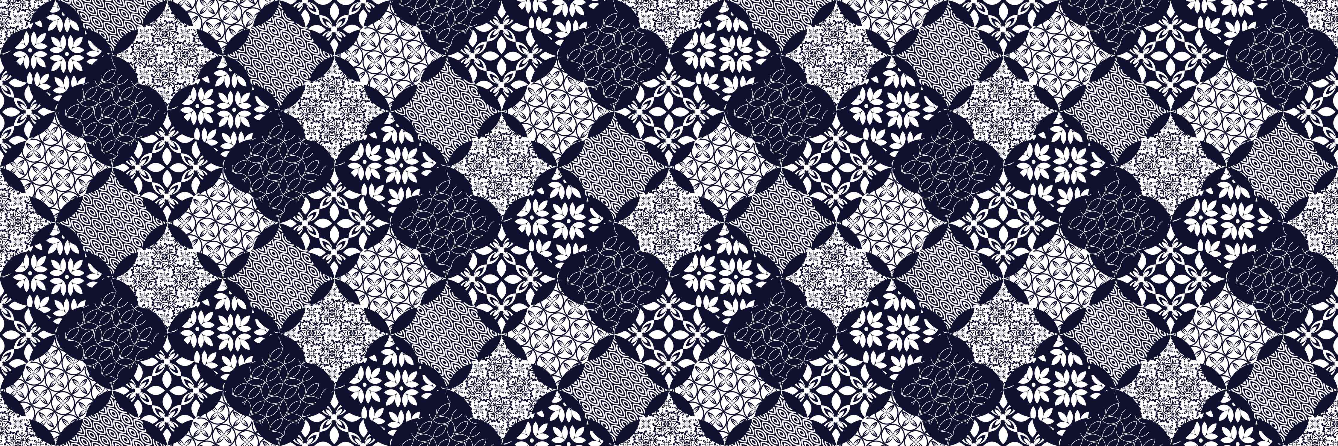 Wandverkleidung Wohnzimmer-Elegantes Blau-Weiß-Grau Muster