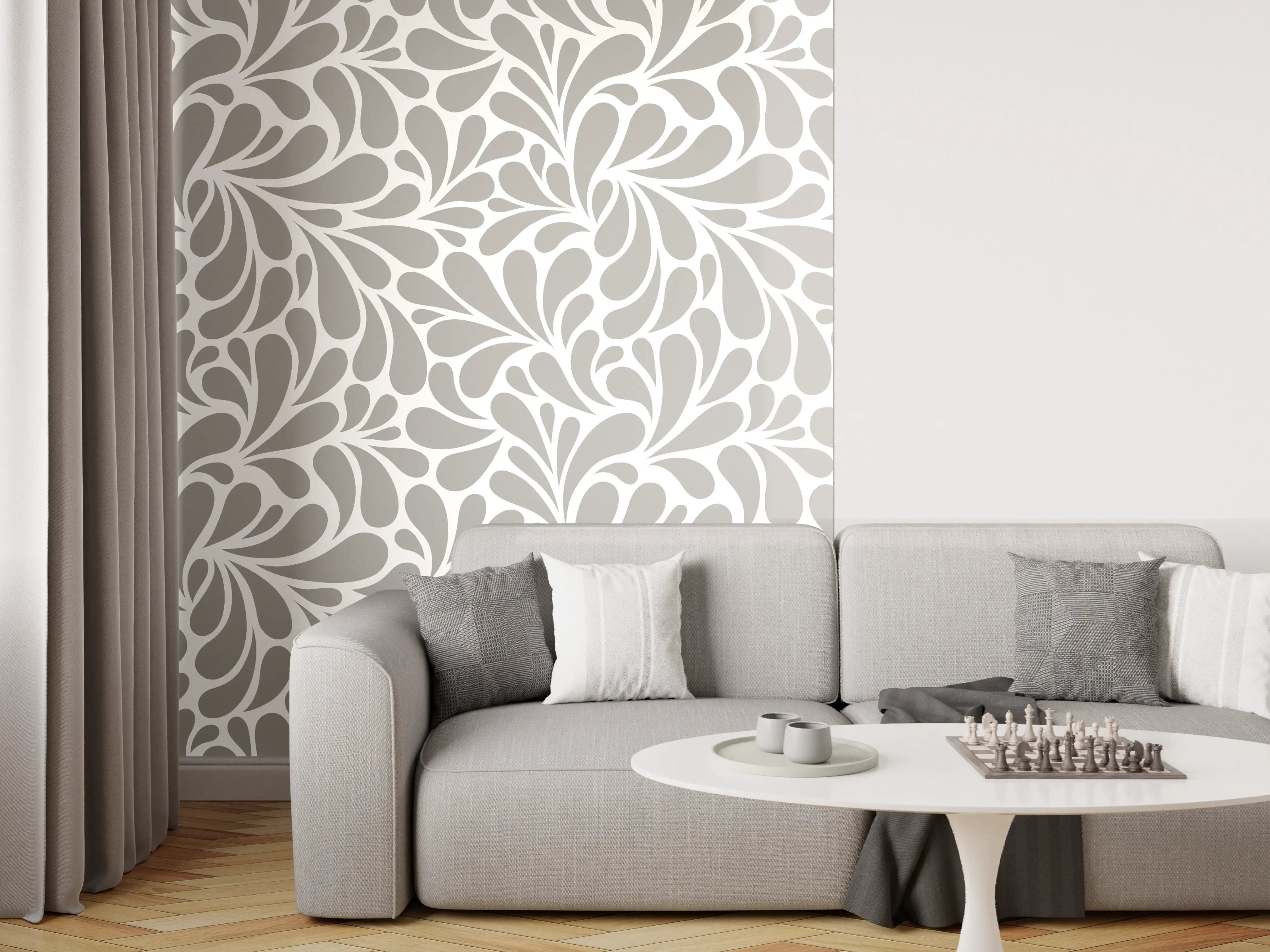 Wandverkleidung Wohnzimmer - Elegantes Grau-Weiß Muster