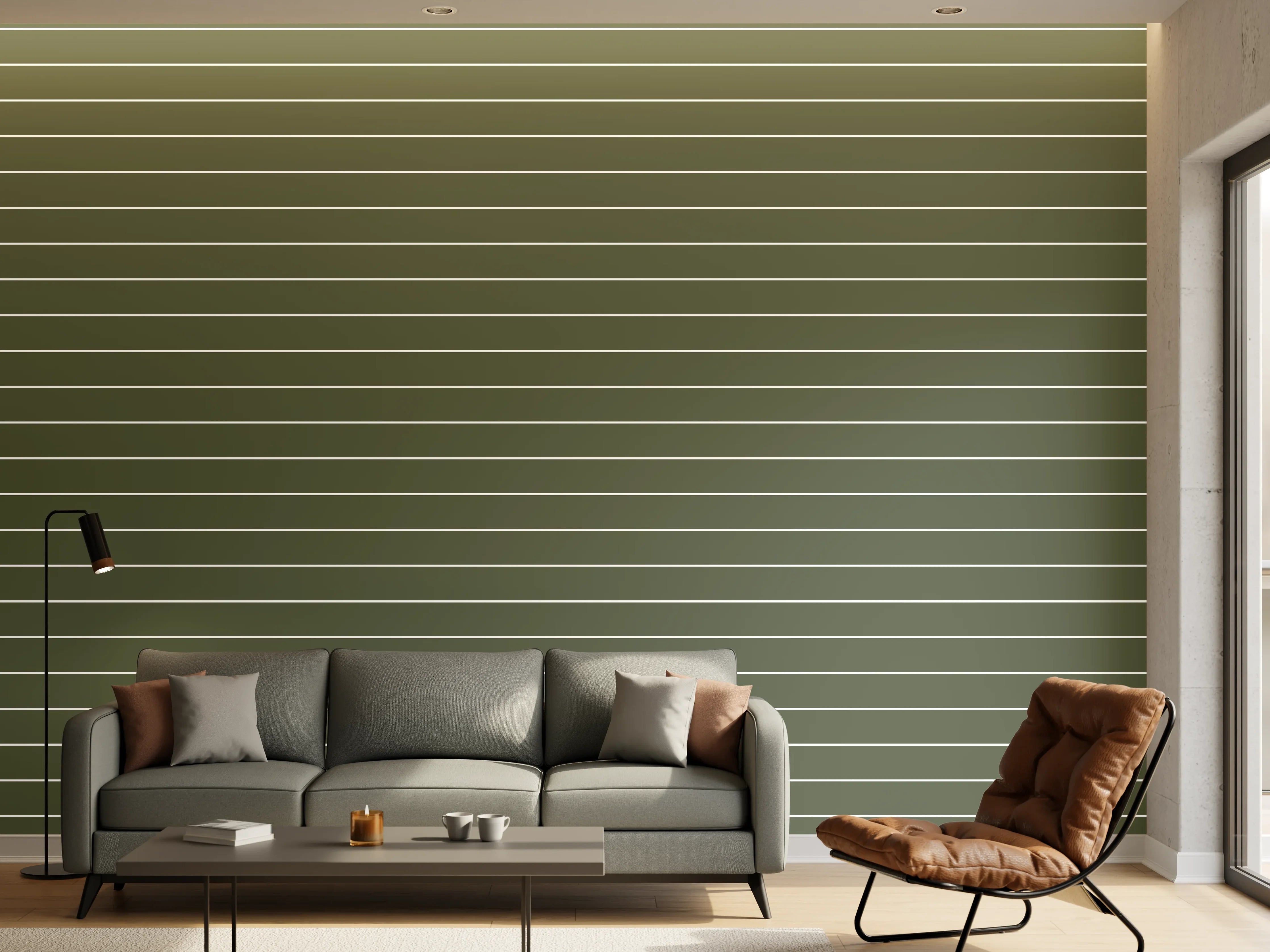 Wandverkleidung Wohnzimmer - Elegantes Grauweißes Streifenmuster