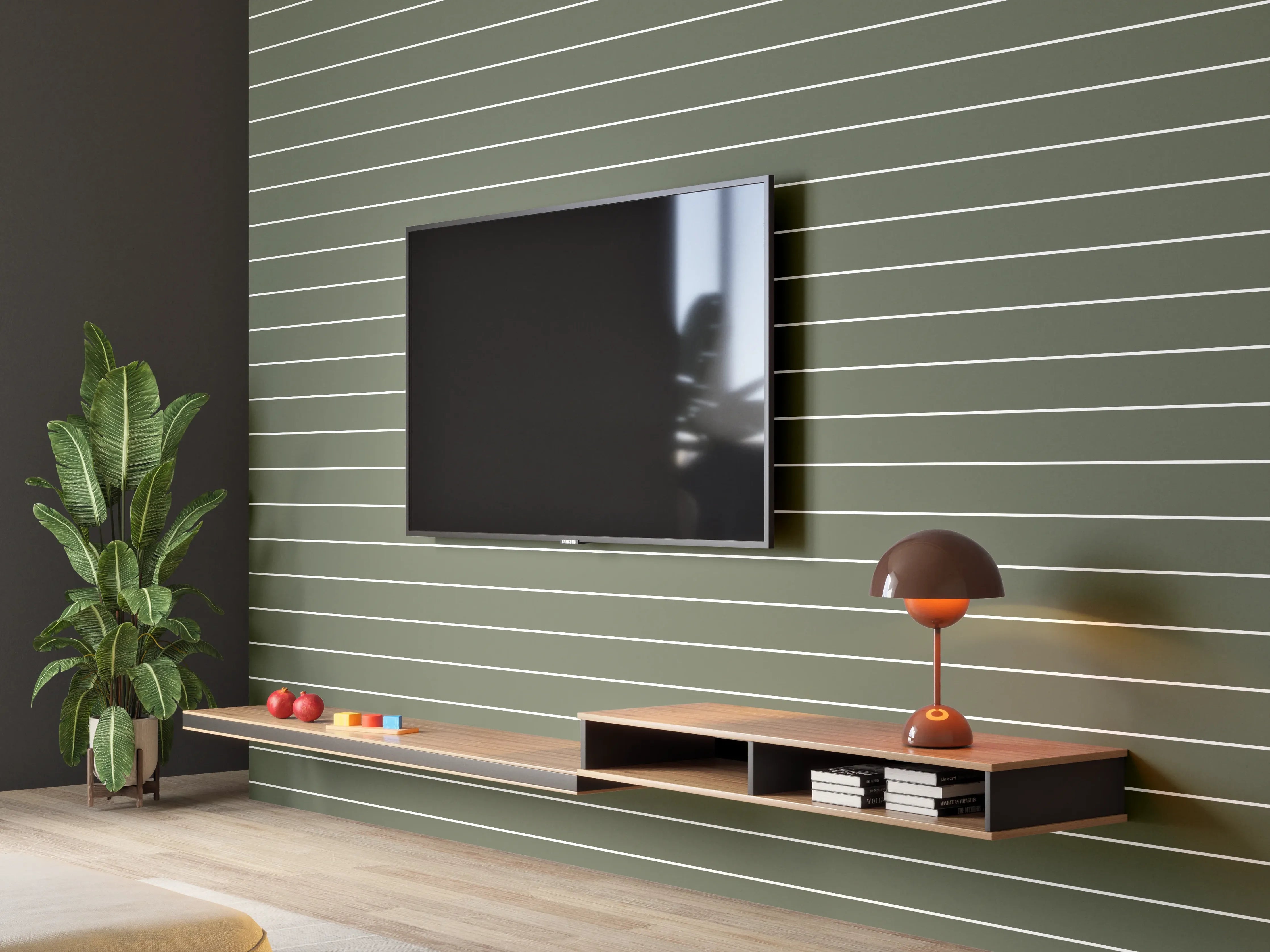 Wandverkleidung Wohnzimmer - Elegantes Grauweißes Streifenmuster
