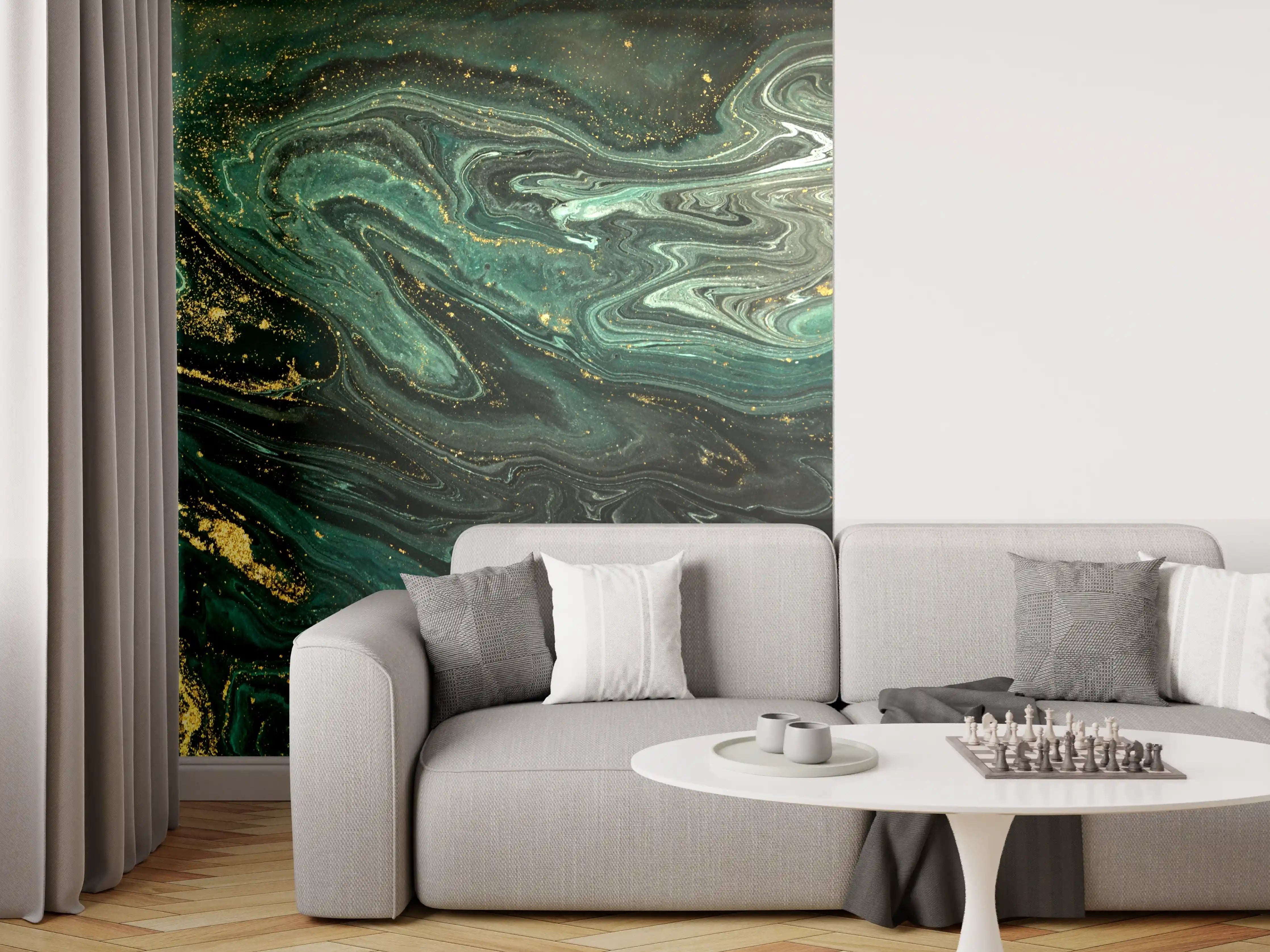 Wandverkleidung Wohnzimmer - Elegantes Marbled Design als Wanddekoration