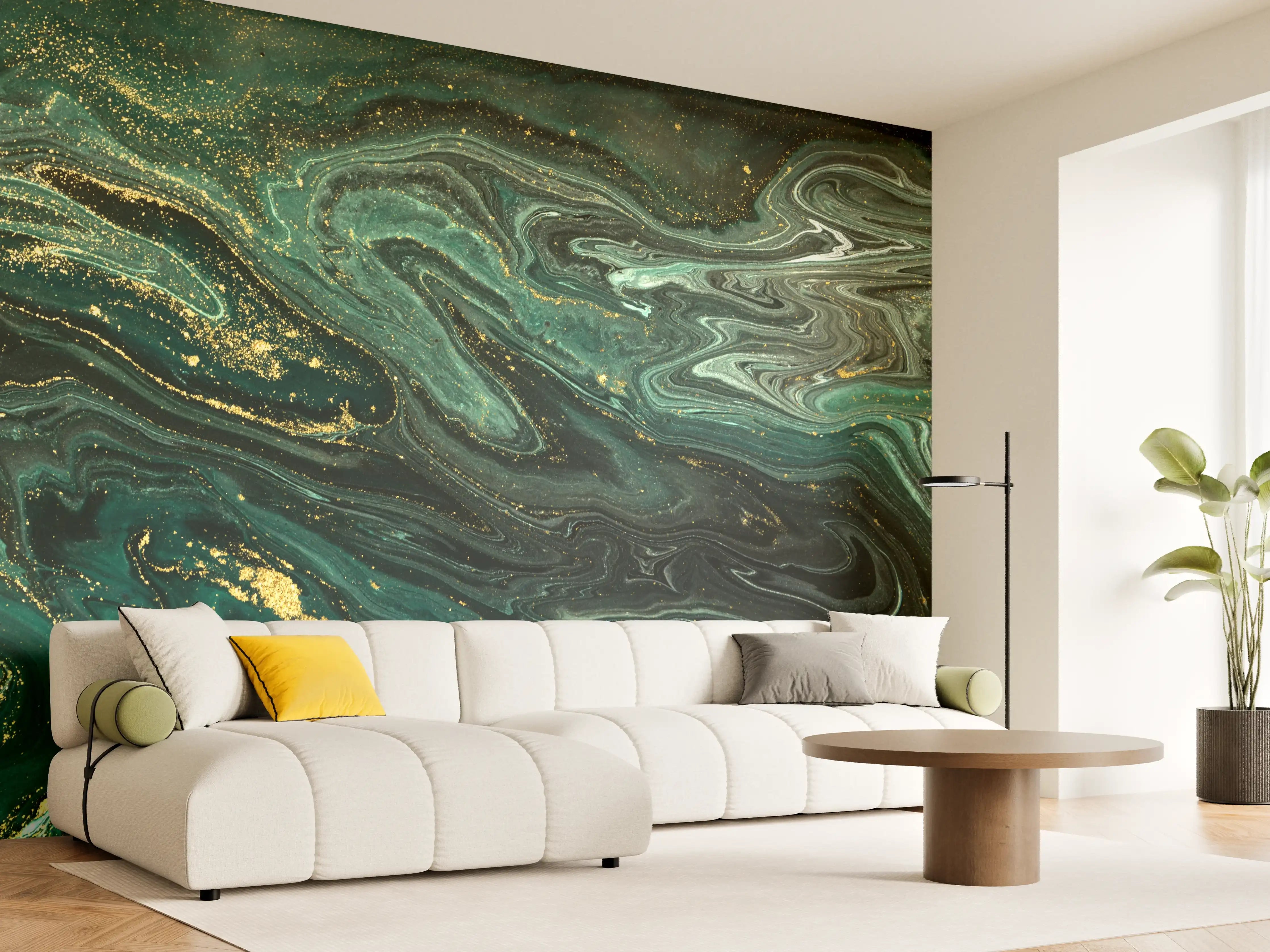 Wandverkleidung Wohnzimmer - Elegantes Marbled Design als Wanddekoration