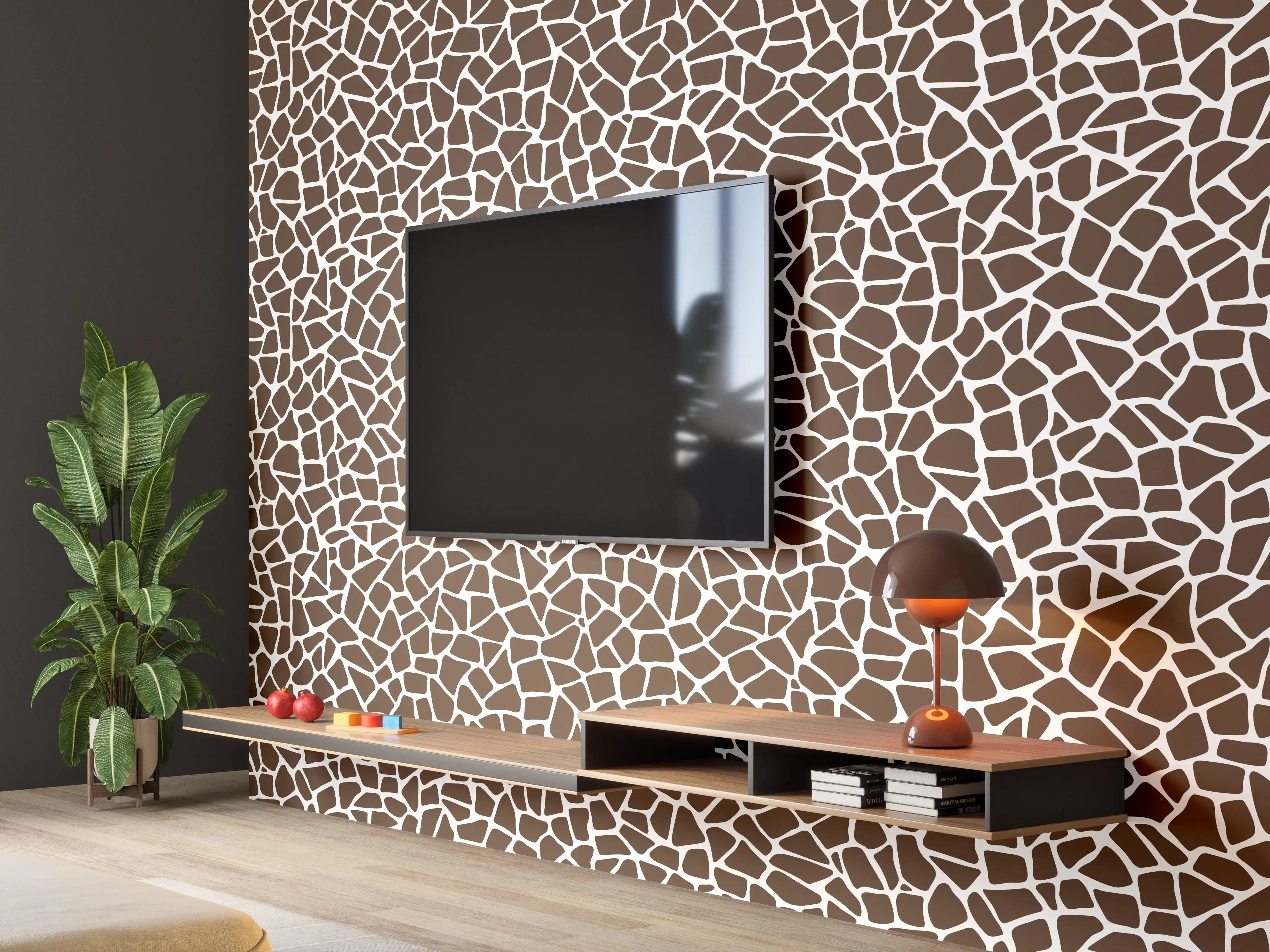 Wandverkleidung Wohnzimmer - Elegantes Mosaikmuster in Brauntönen