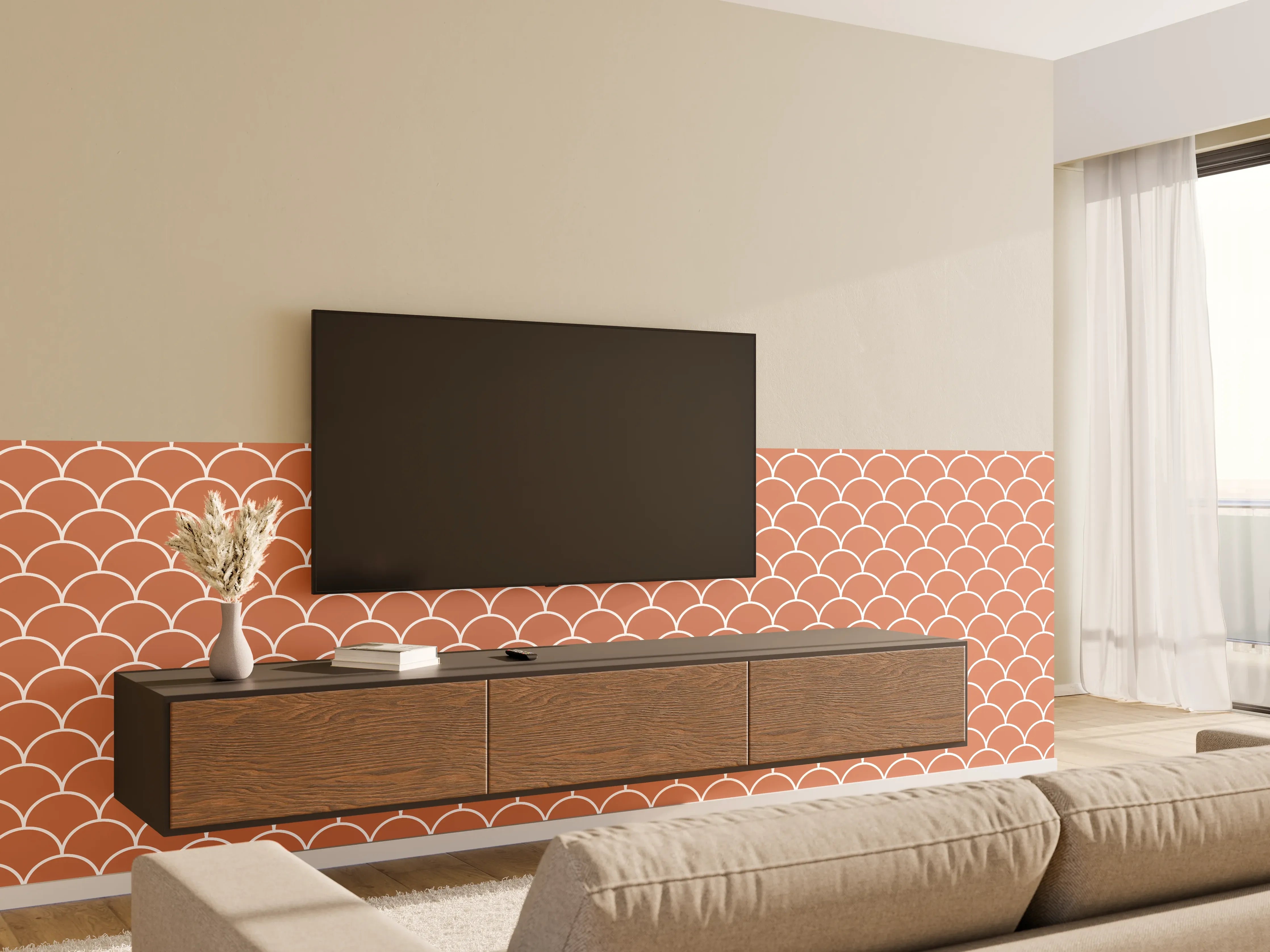Wandverkleidung Wohnzimmer - Elegantes Muster im vintage Stil