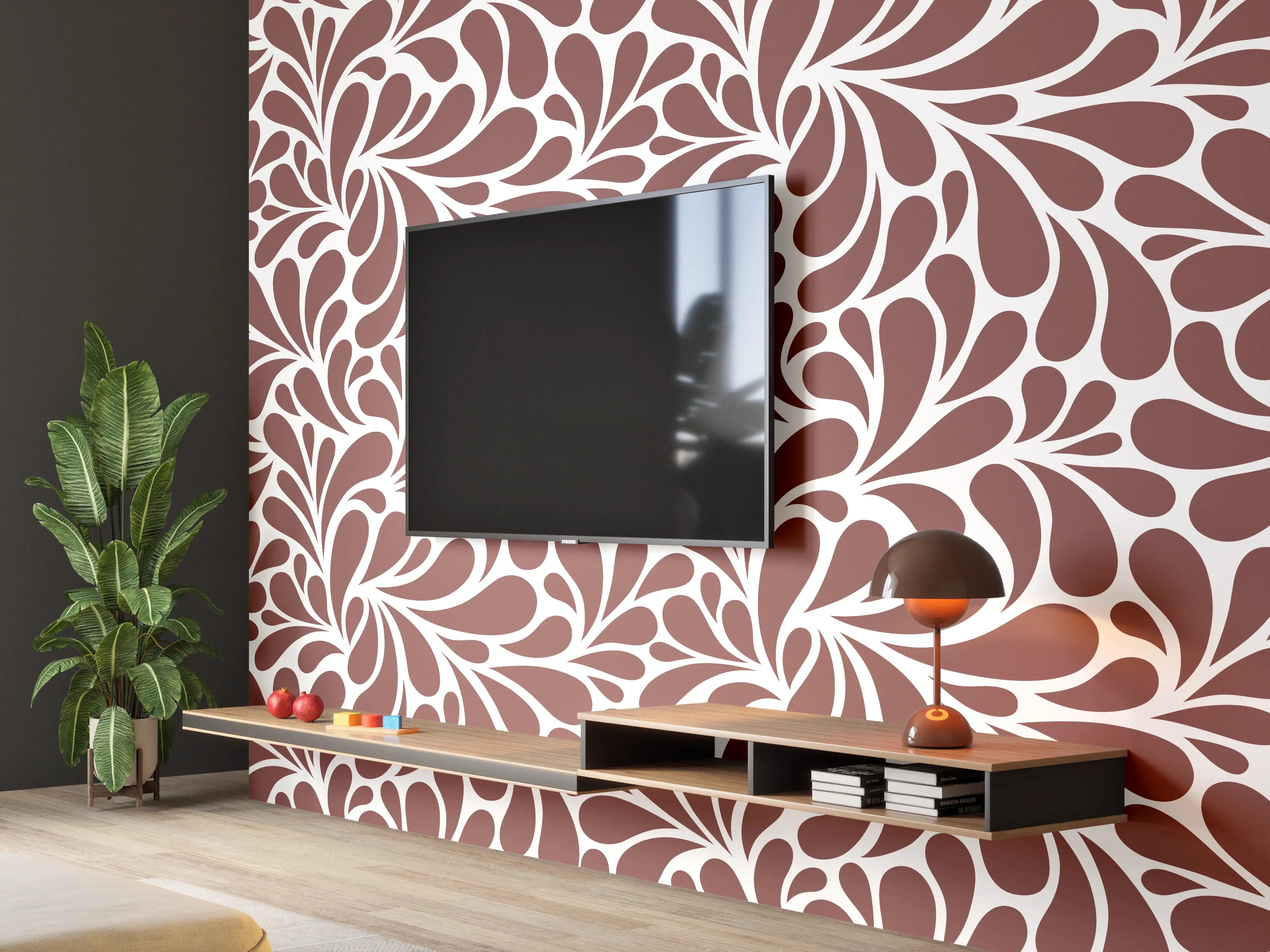 Wandverkleidung Wohnzimmer - Elegantes Muster in Braun und Weiß