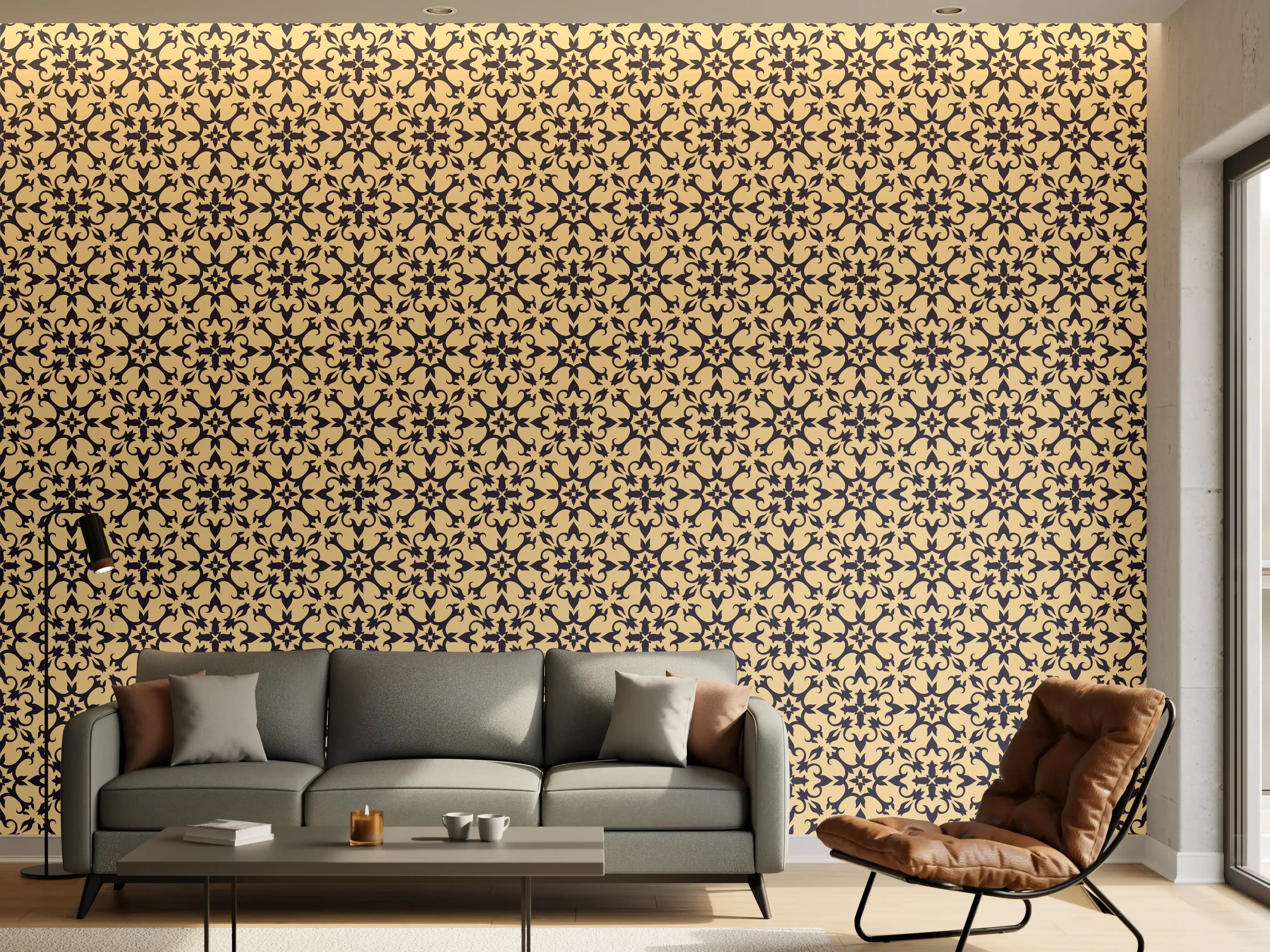 Wandverkleidung Wohnzimmer - Elegantes Muster in Dunkel und Beige