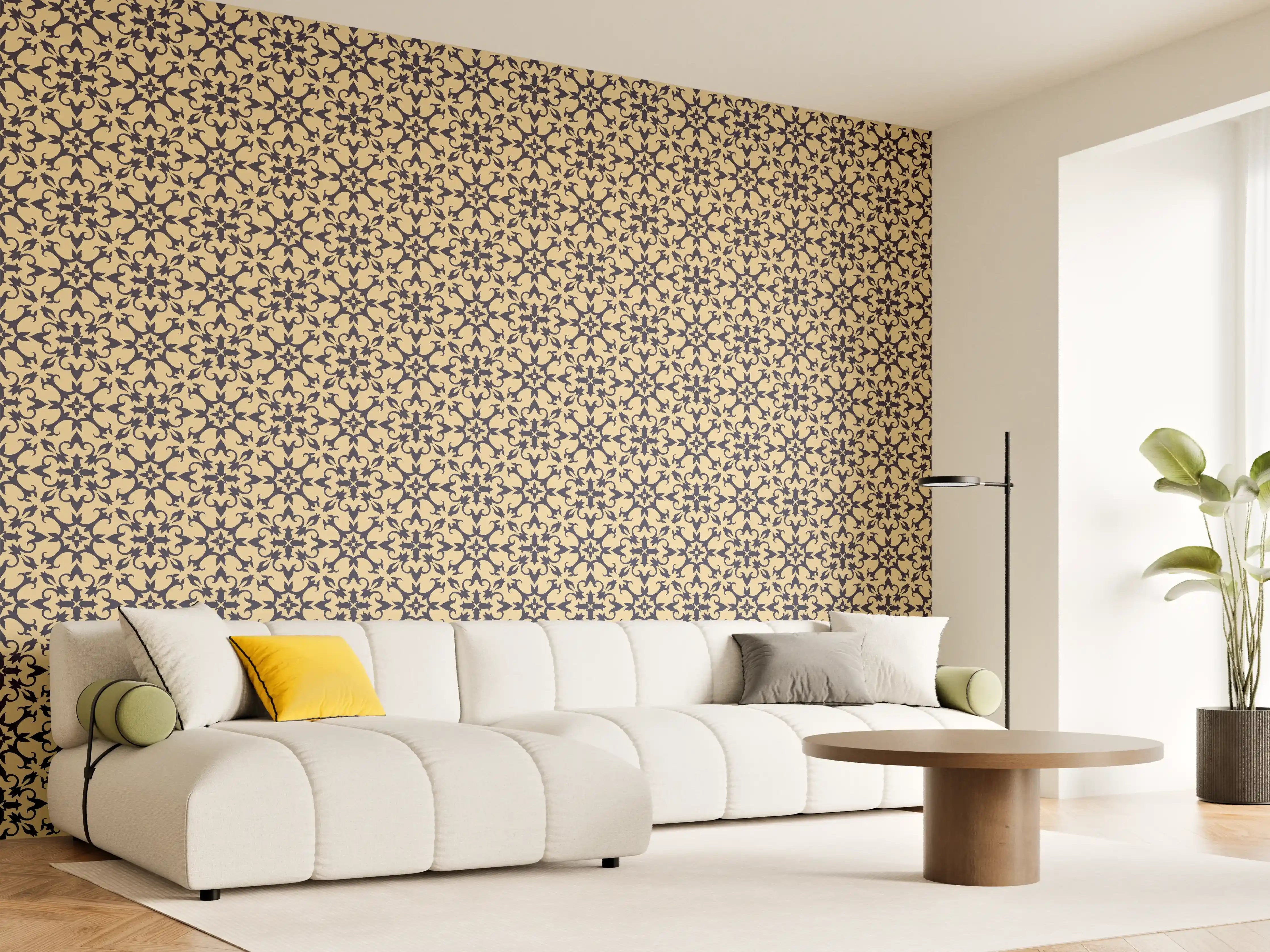 Wandverkleidung Wohnzimmer - Elegantes Muster in Dunkel und Beige