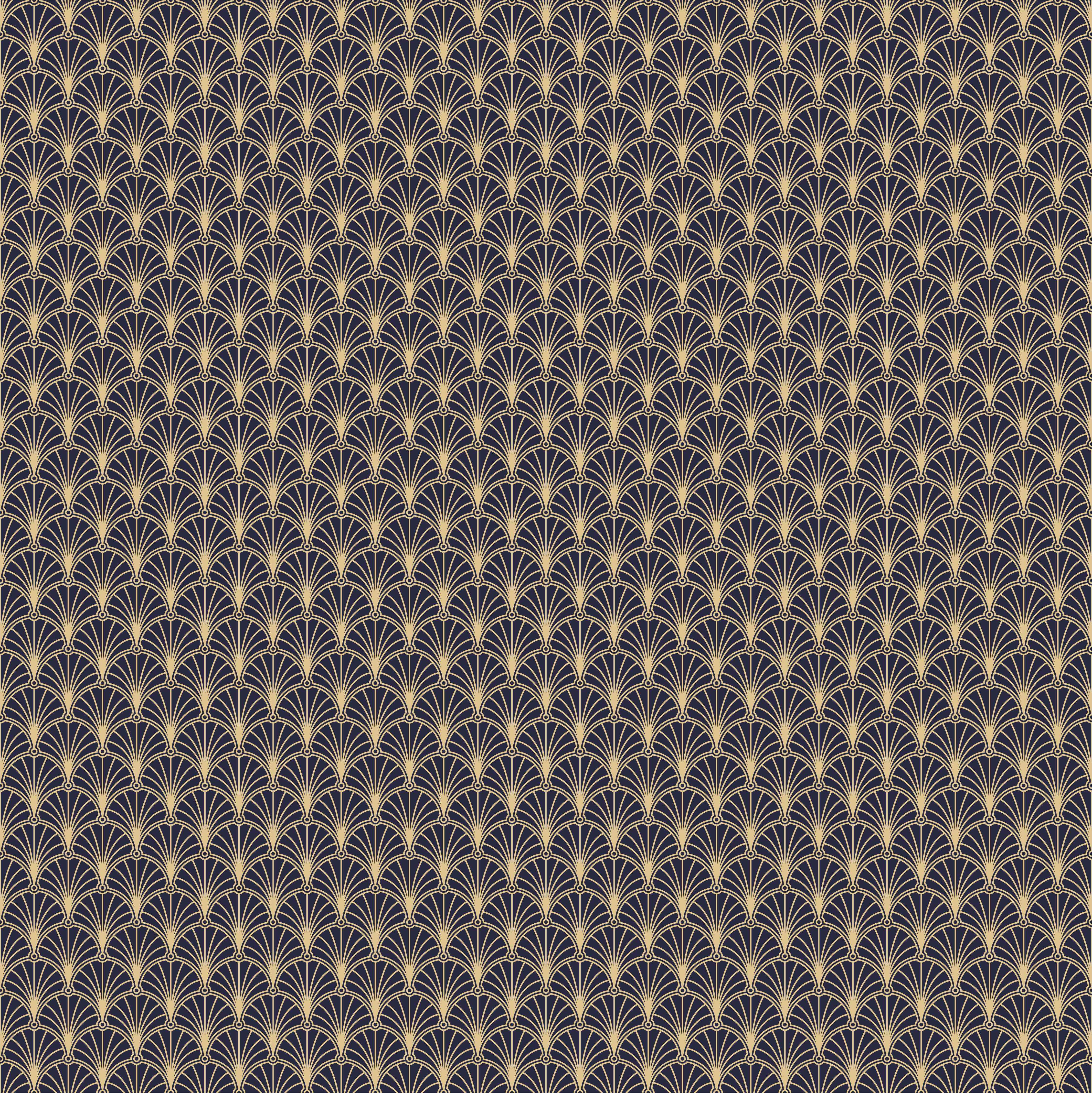 Wandverkleidung Wohnzimmer-Elegantes Muster in Dunkelblau und Gold