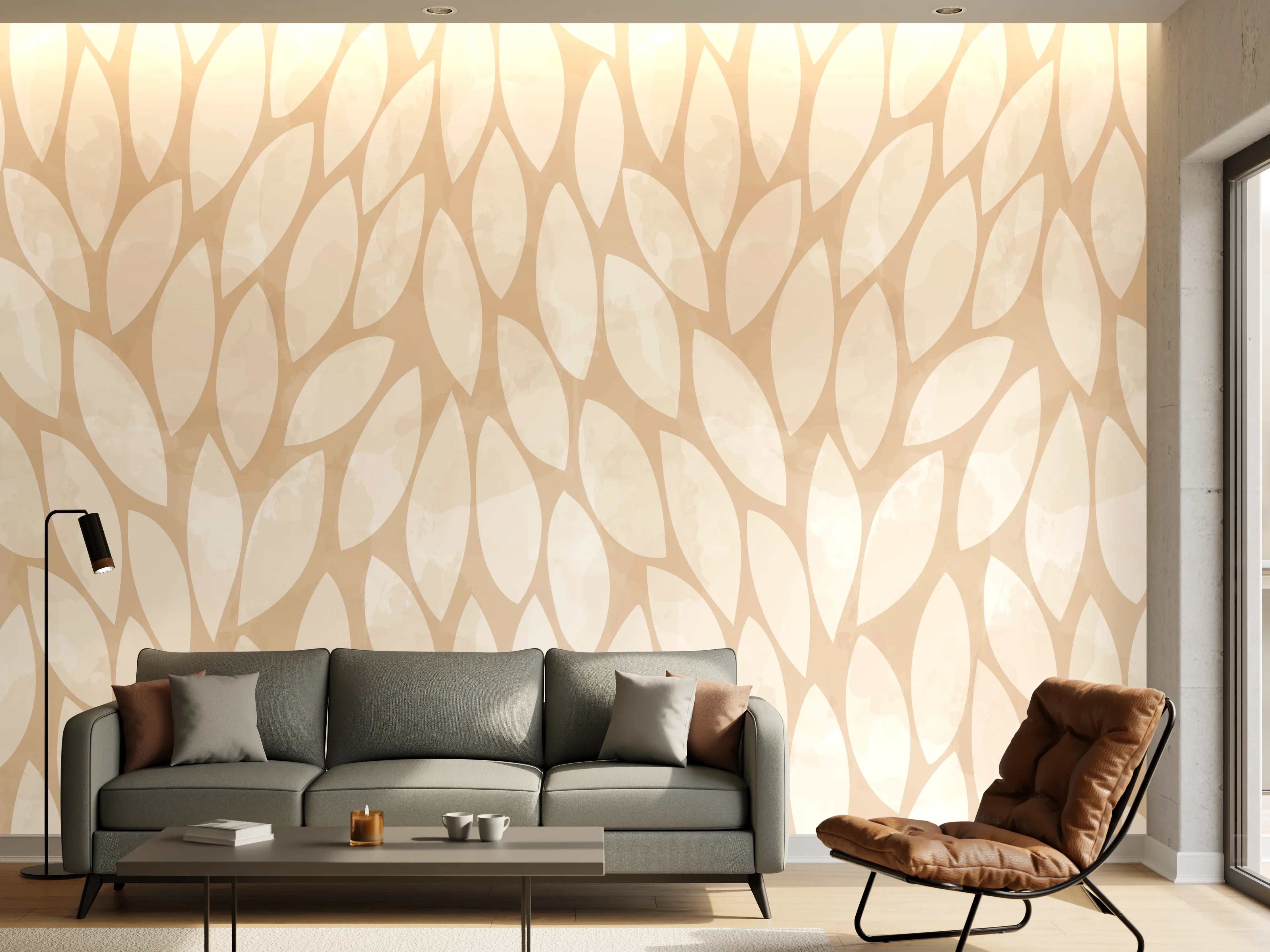Wandverkleidung Wohnzimmer - Elegantes Muster in Neutralfarben