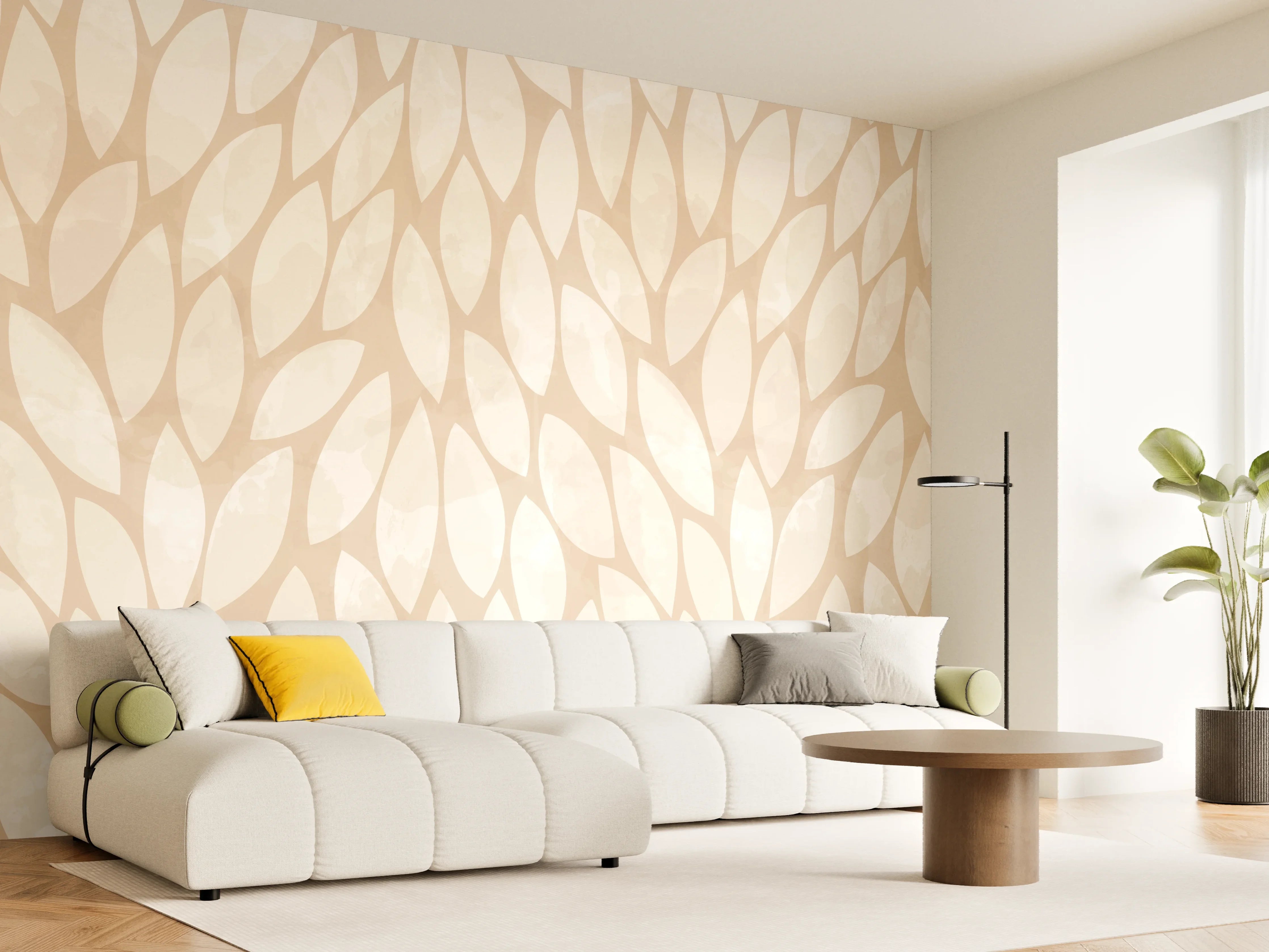 Wandverkleidung Wohnzimmer - Elegantes Muster in Neutralfarben