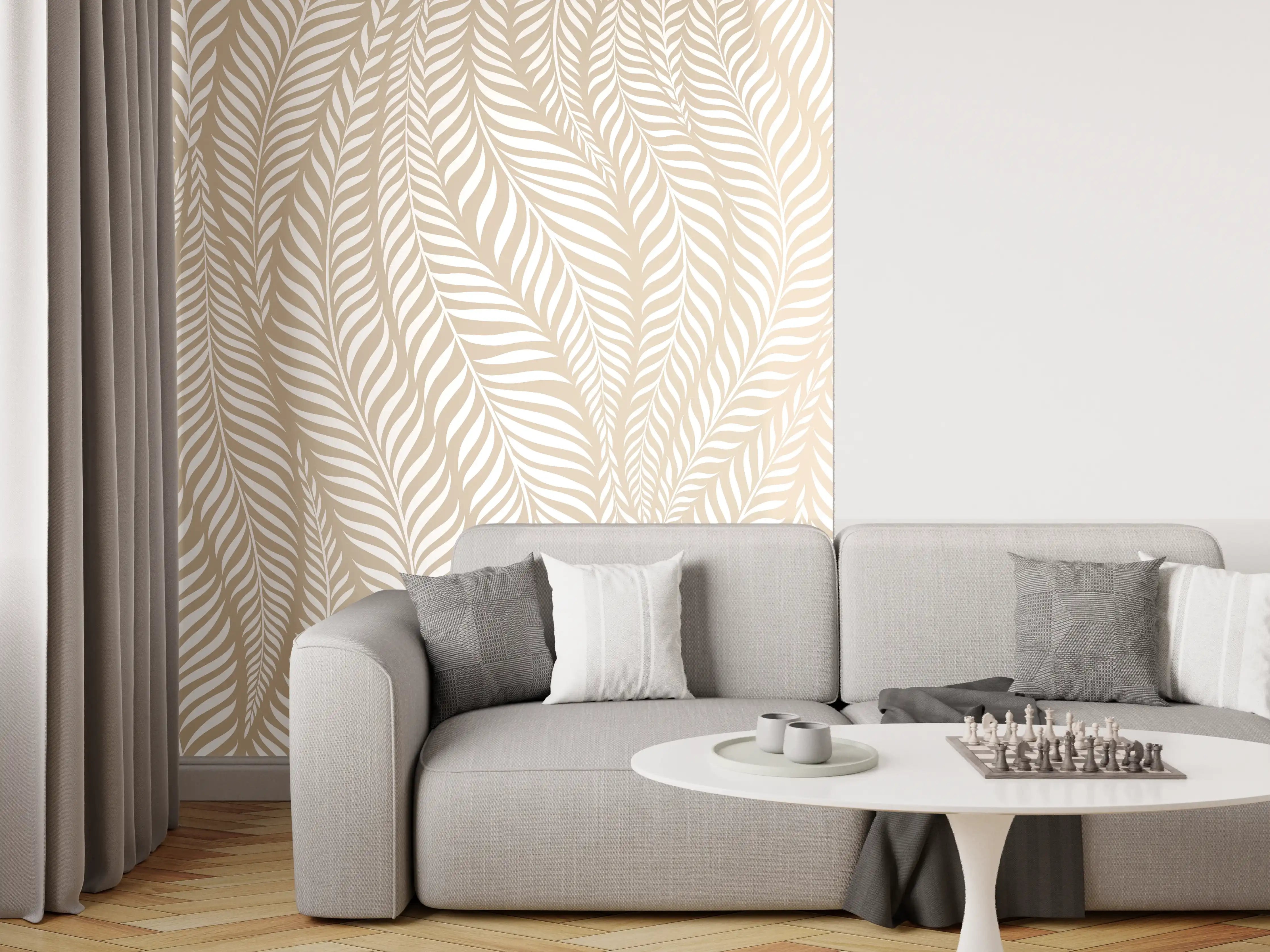 Wandverkleidung Wohnzimmer - Elegantes Muster in neutralen Tönen