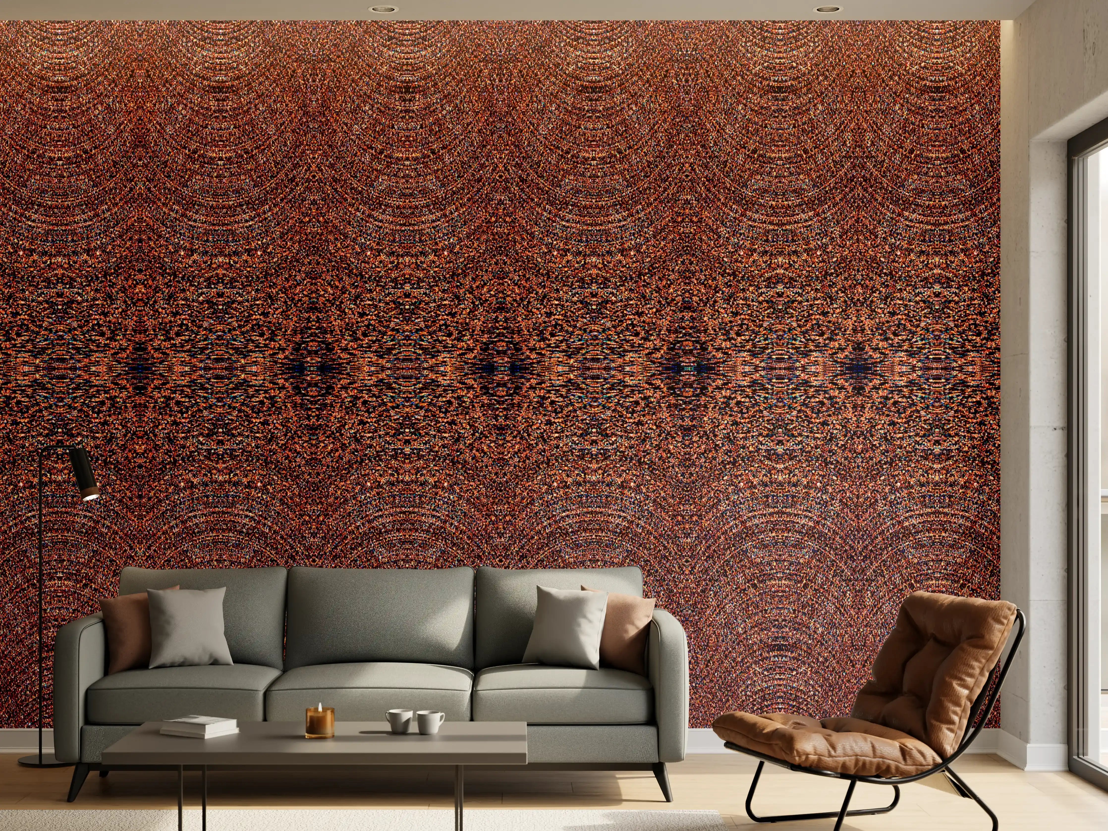Wandverkleidung Wohnzimmer - Elegantes Muster in warmen Farben