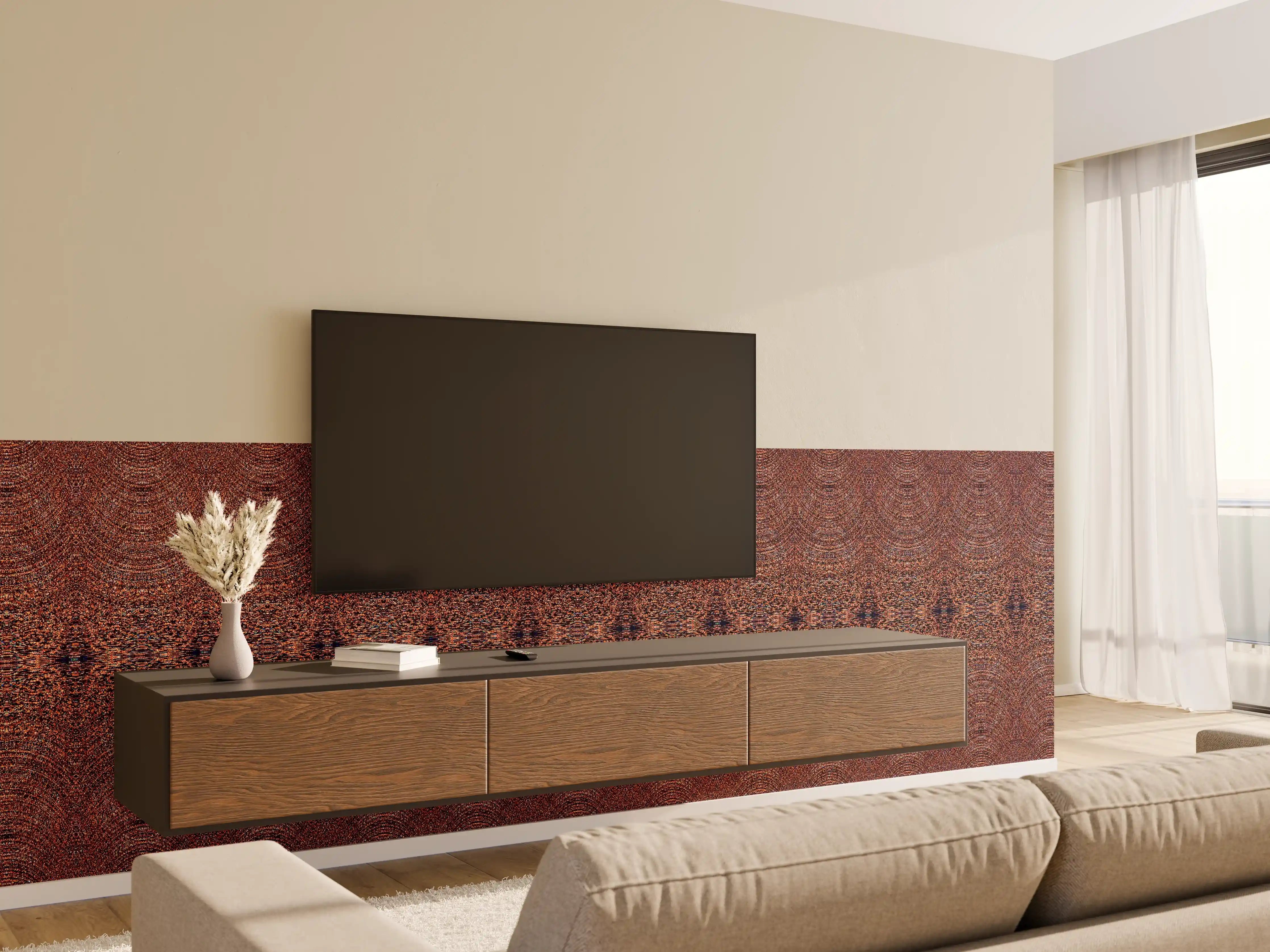 Wandverkleidung Wohnzimmer - Elegantes Muster in warmen Farben