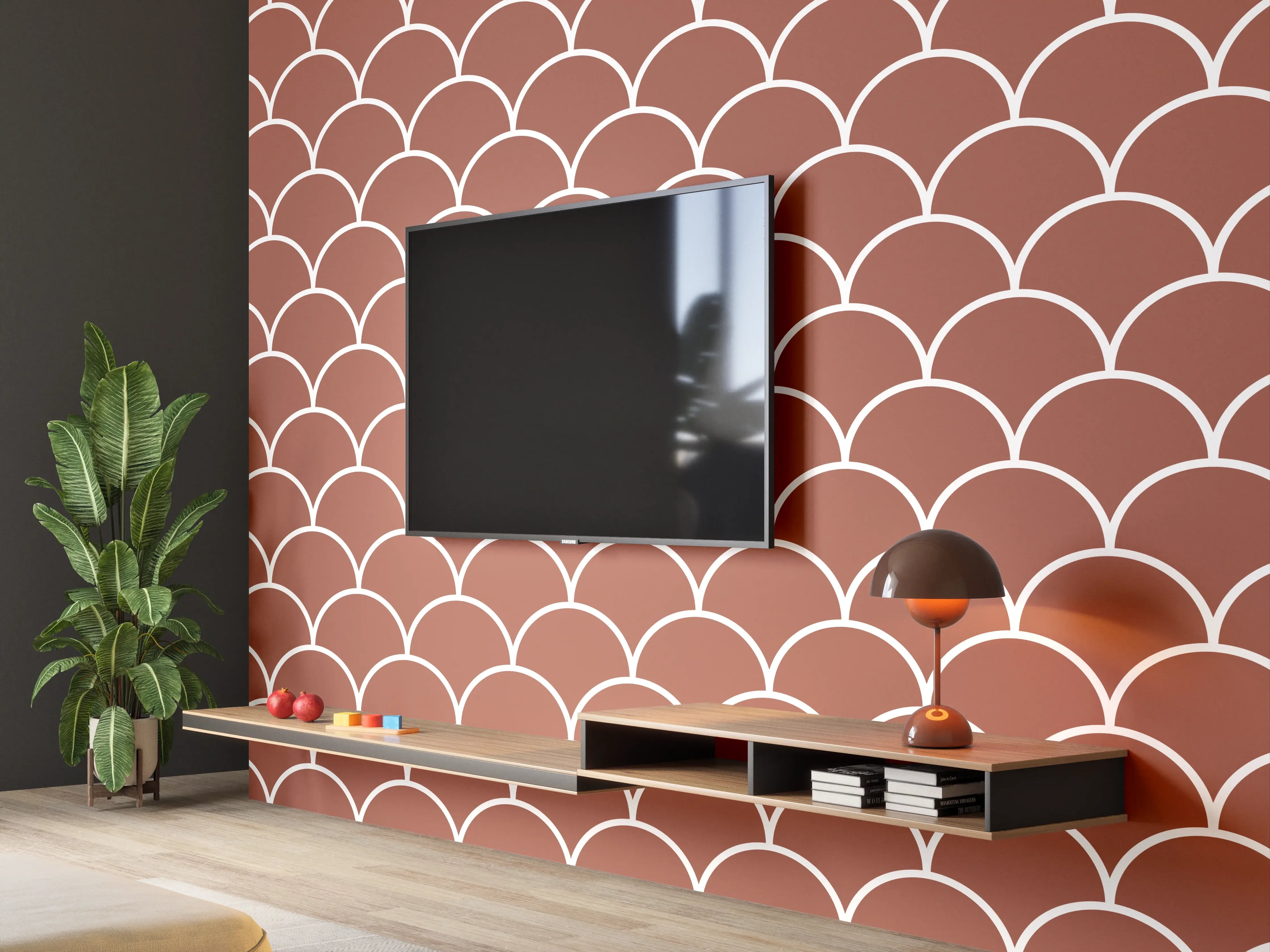 Wandverkleidung Wohnzimmer - Elegantes Muster in warmen Tönen