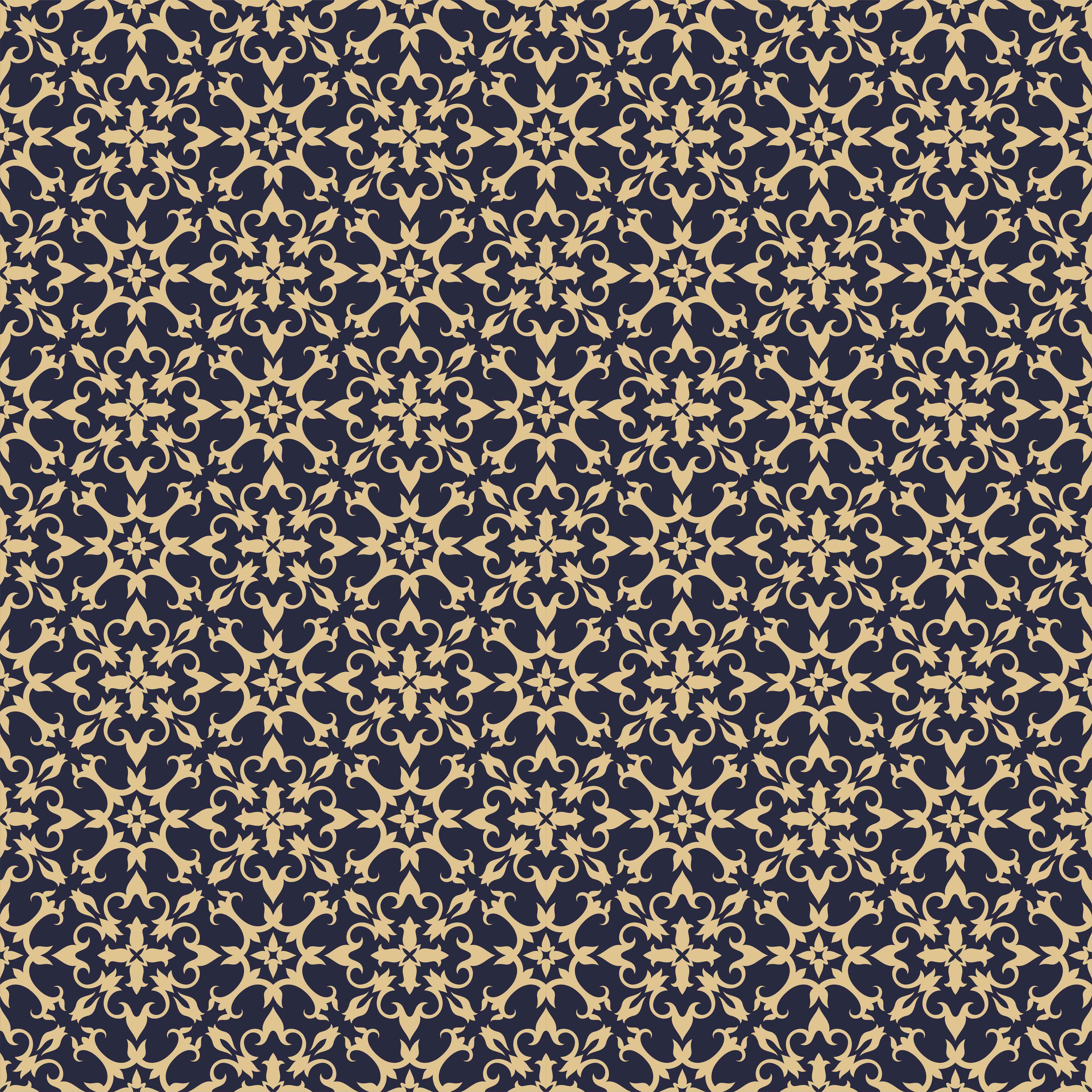 Wandverkleidung Wohnzimmer-Elegantes Mustermotiv in Dunkelblau und Beige