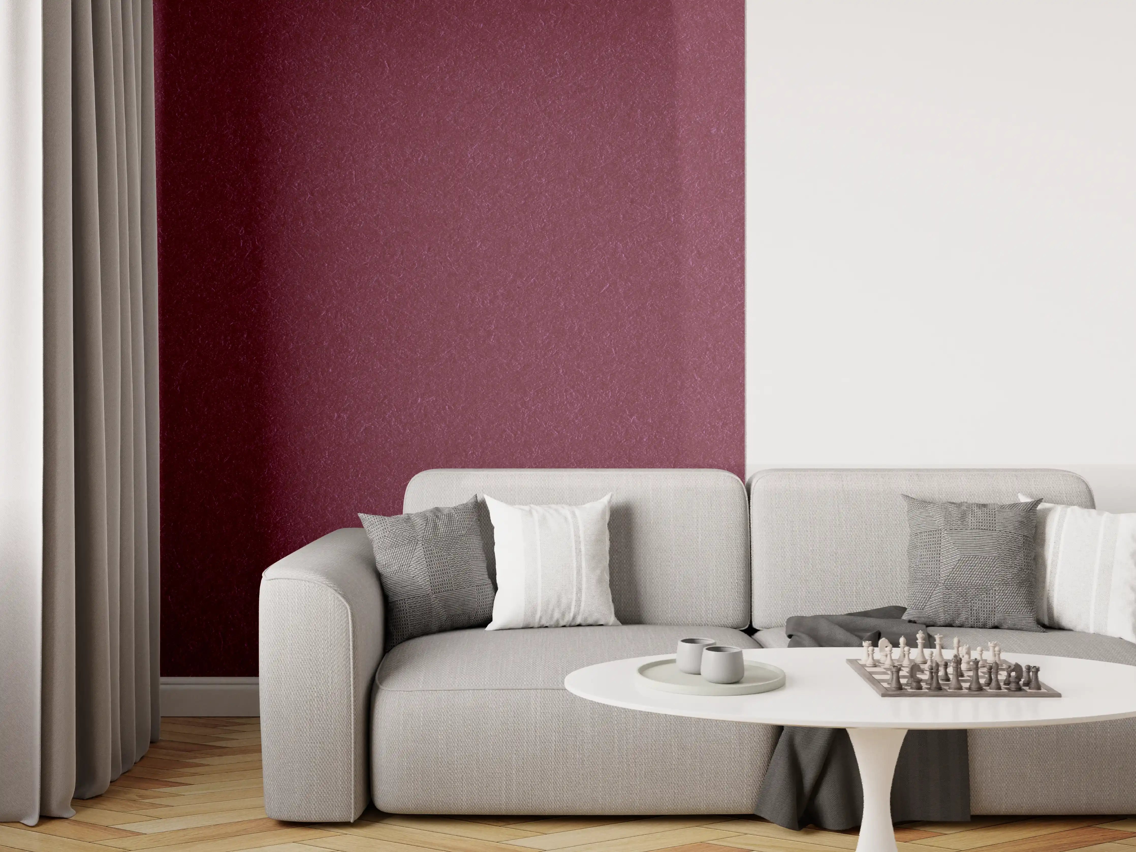 Wandverkleidung Wohnzimmer - Elegantes Weinrot – Stilvolle Farbnuance für Zuhause