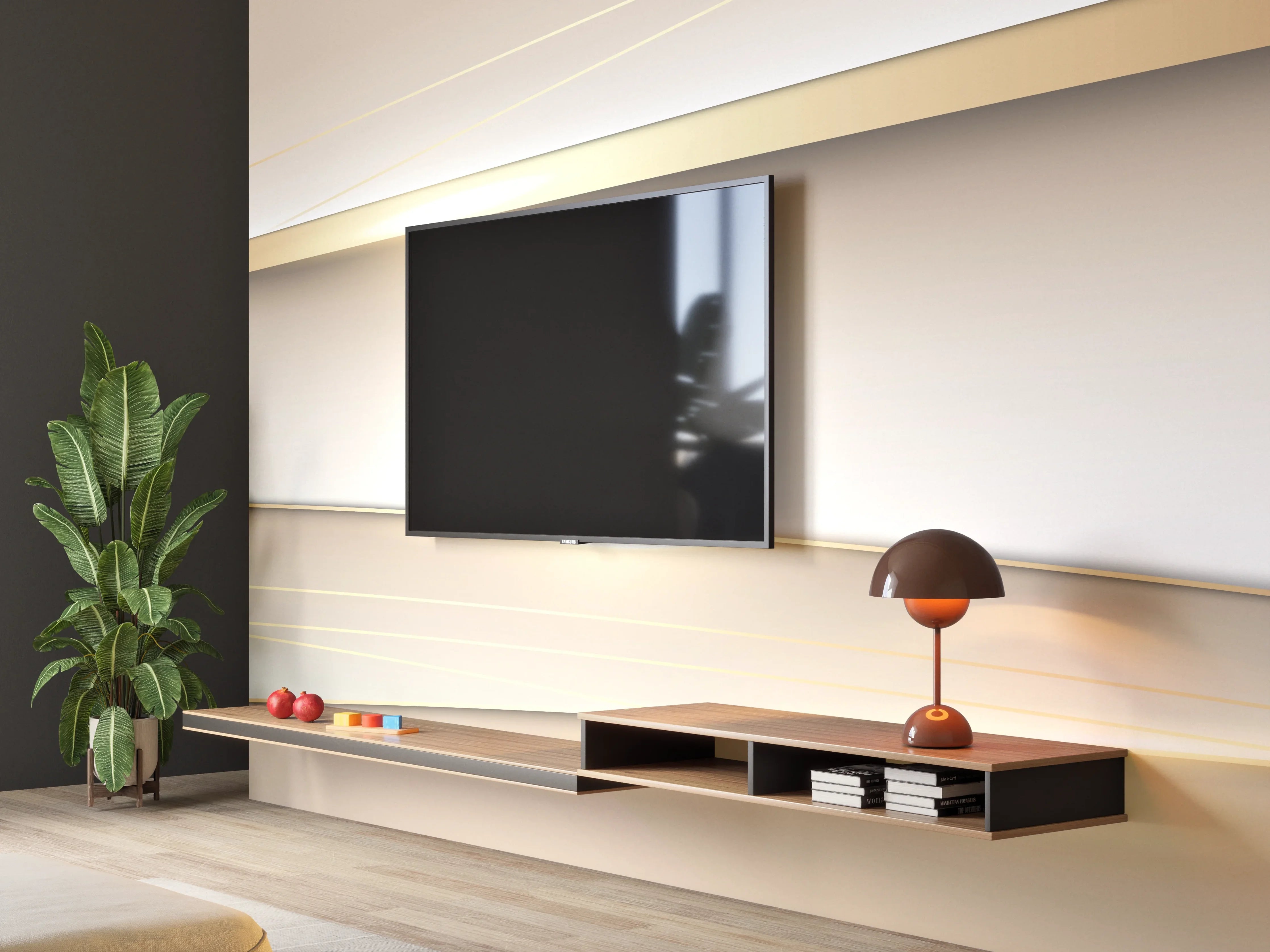 Wandverkleidung Wohnzimmer - Elegantes Weiß Gold Design
