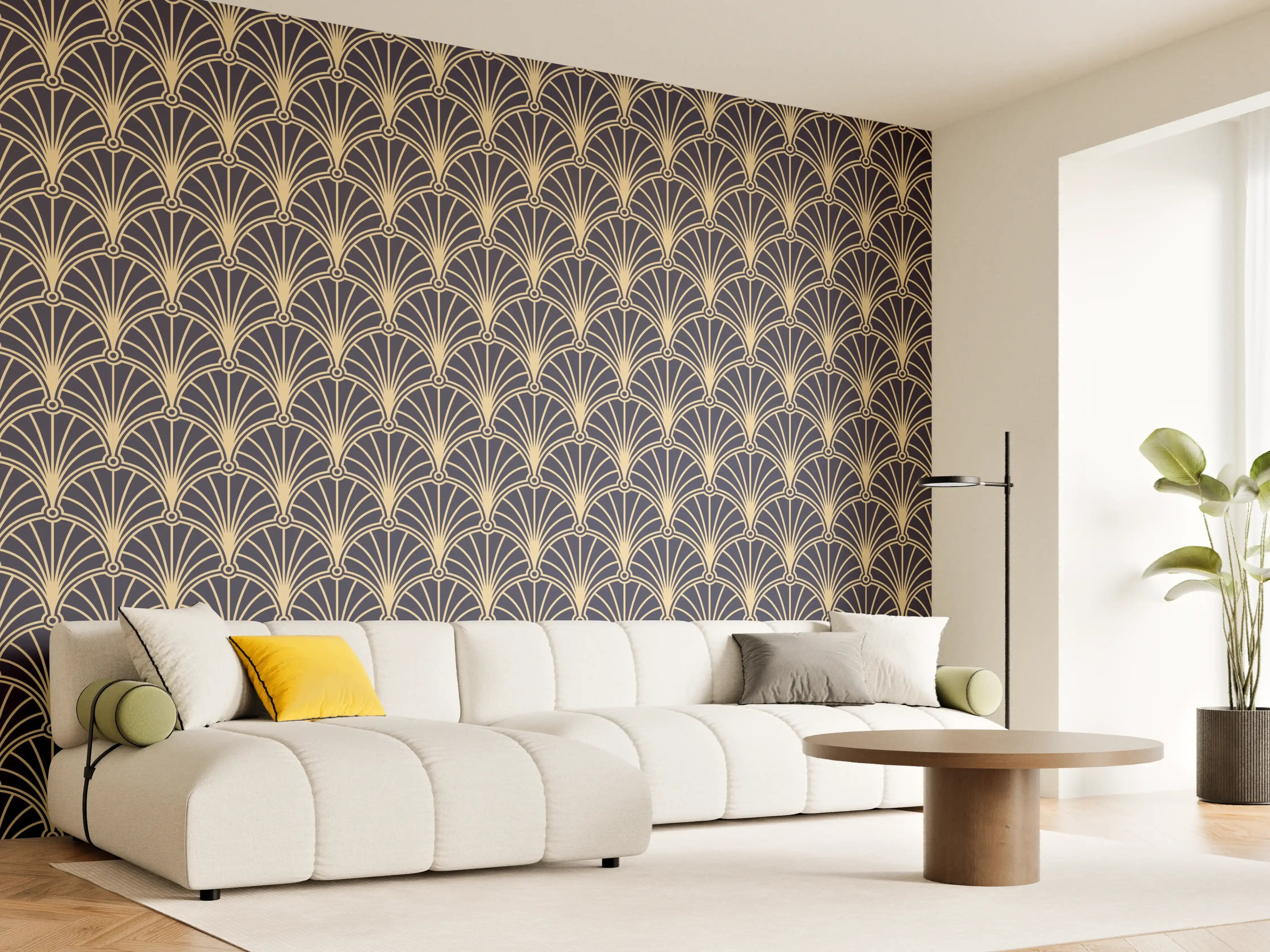 Wandverkleidung Wohnzimmer - Elegantes anthrazitfarbenes Designer-Muster
