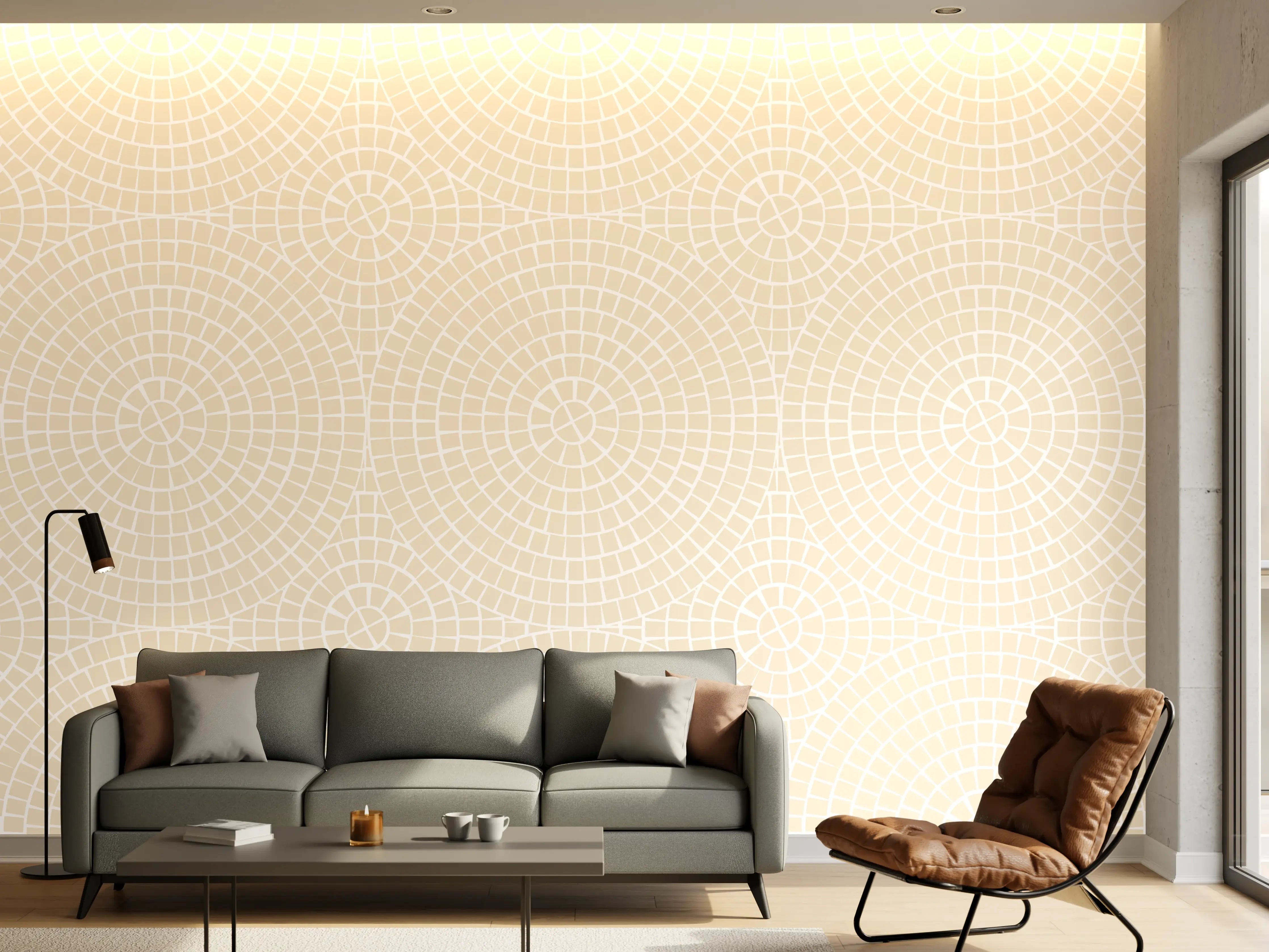 Wandverkleidung Wohnzimmer - Elegantes cremefarbenes Muster mit dezenter Konstruktion