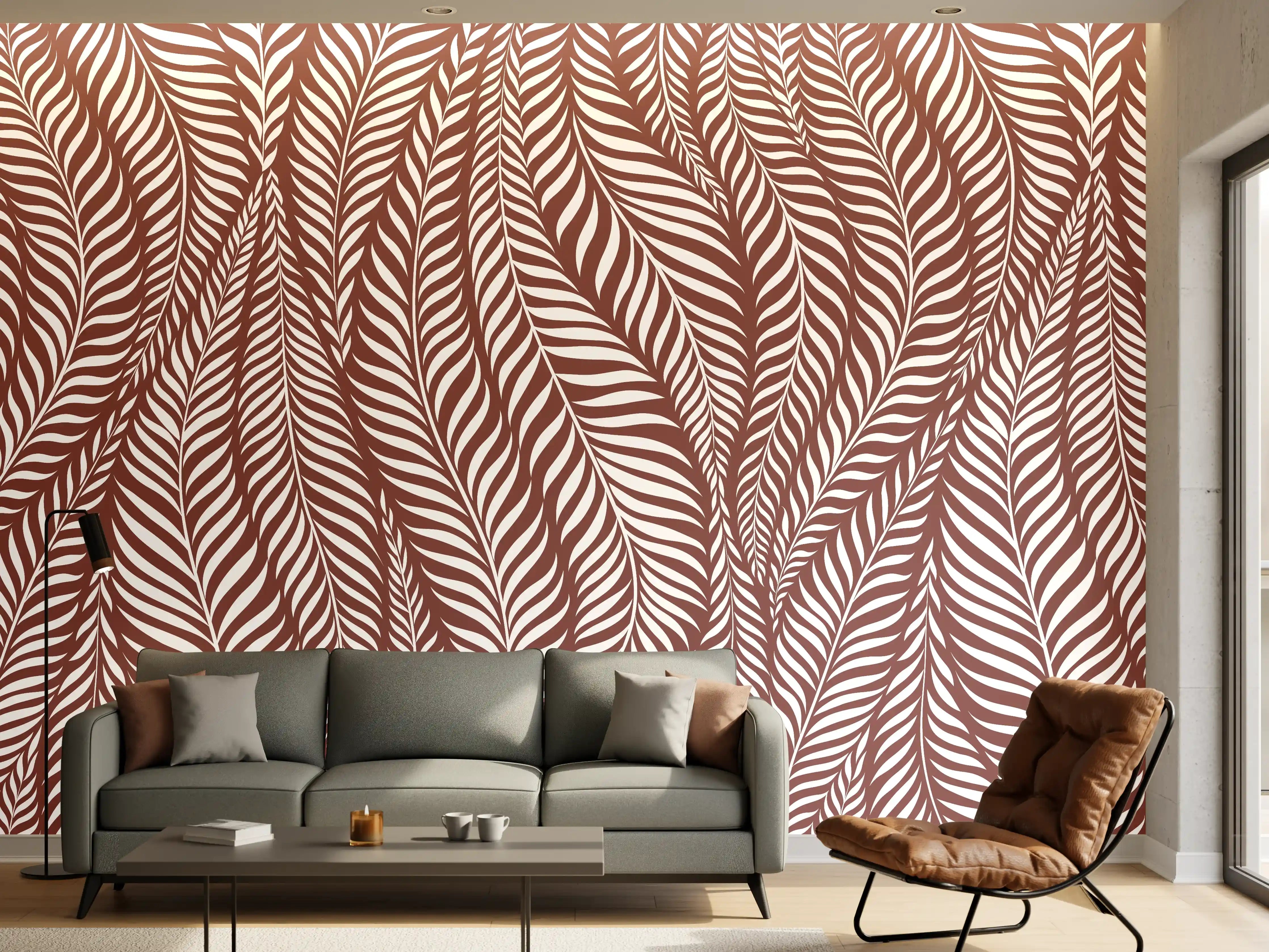 Wandverkleidung Wohnzimmer - Elegantes, natürliches Muster mit Blättern