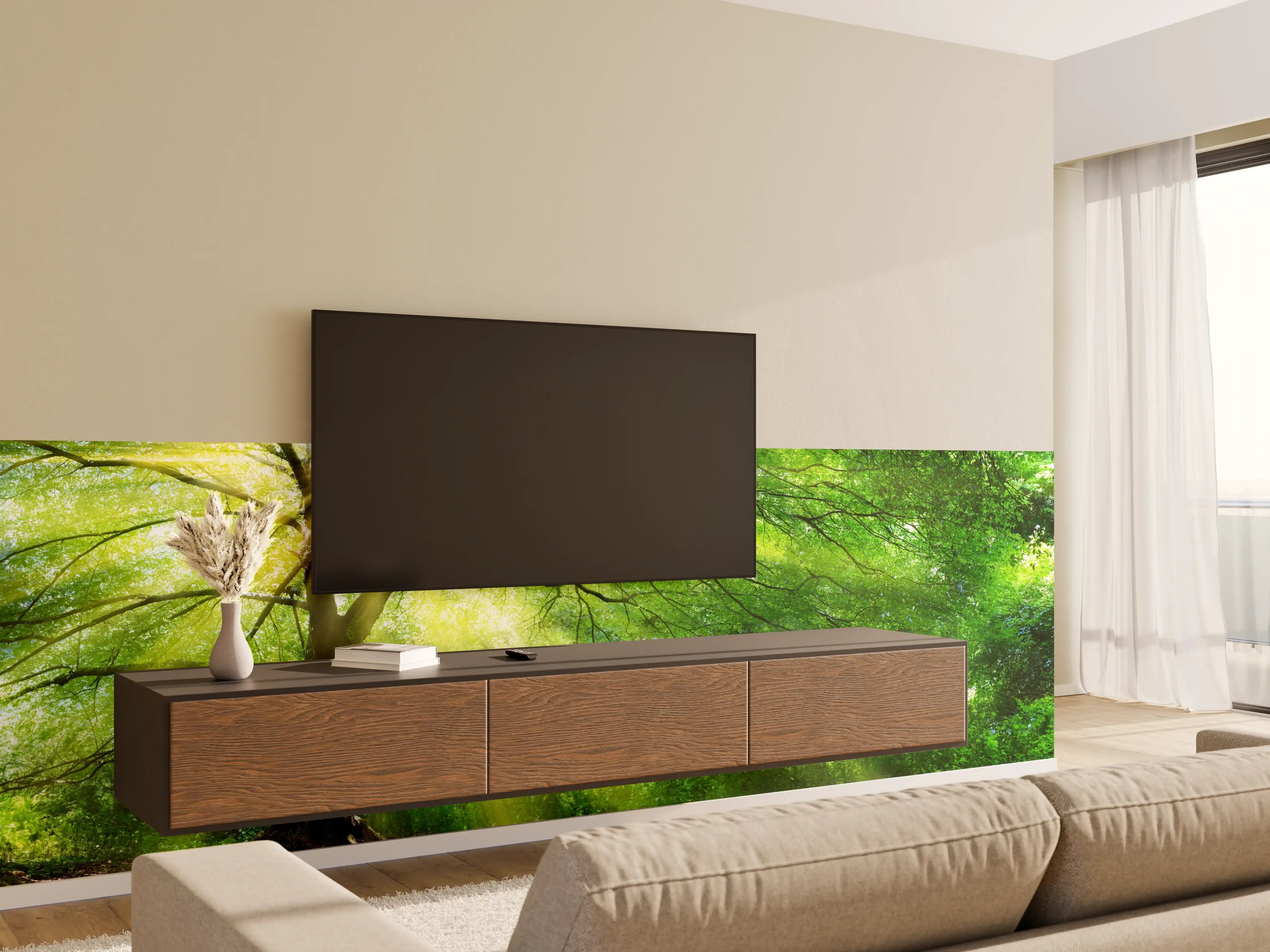 Wandverkleidung Wohnzimmer - Energiegeladener Wald
