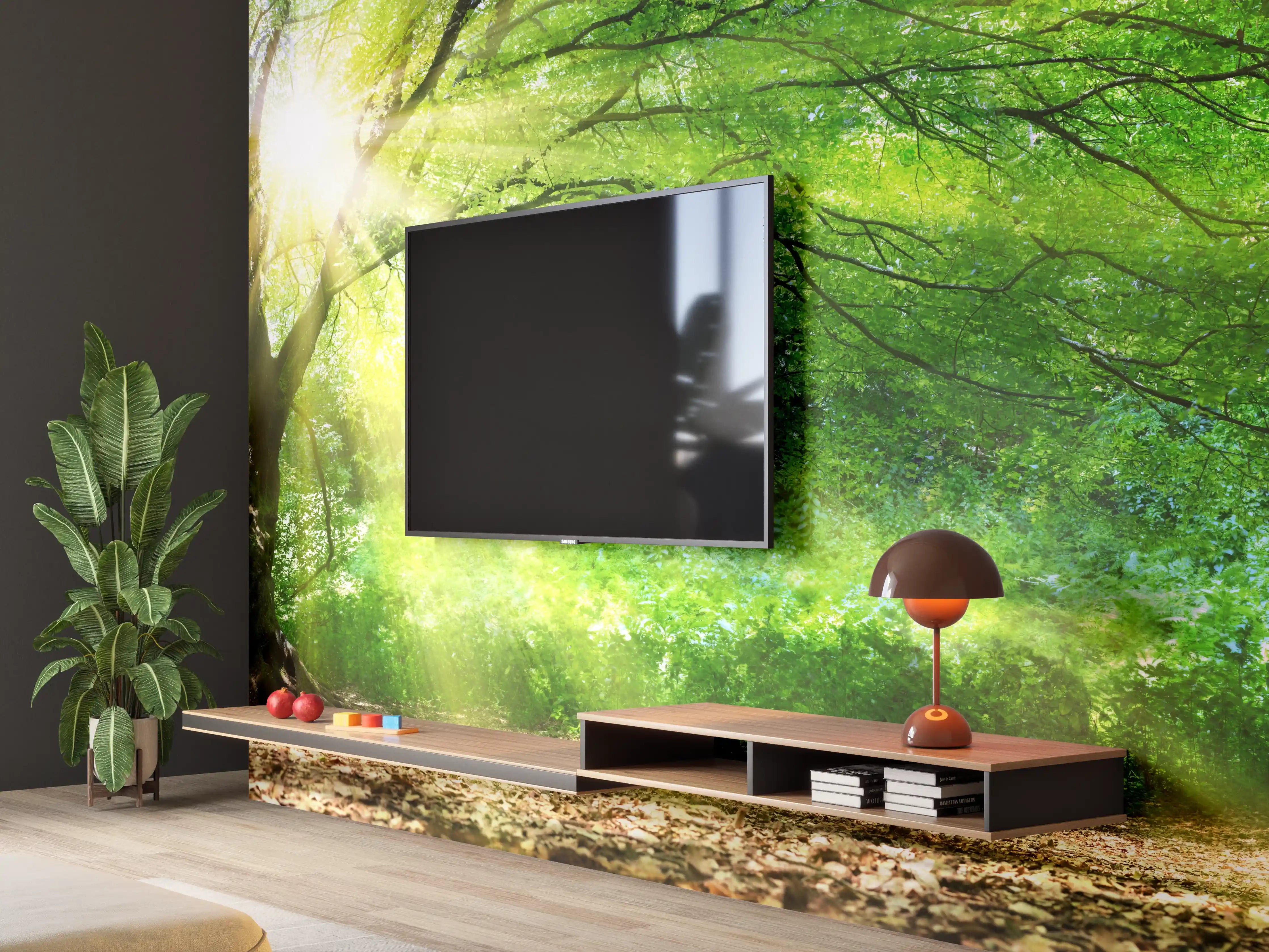 Wandverkleidung Wohnzimmer - Energiegeladener Wald