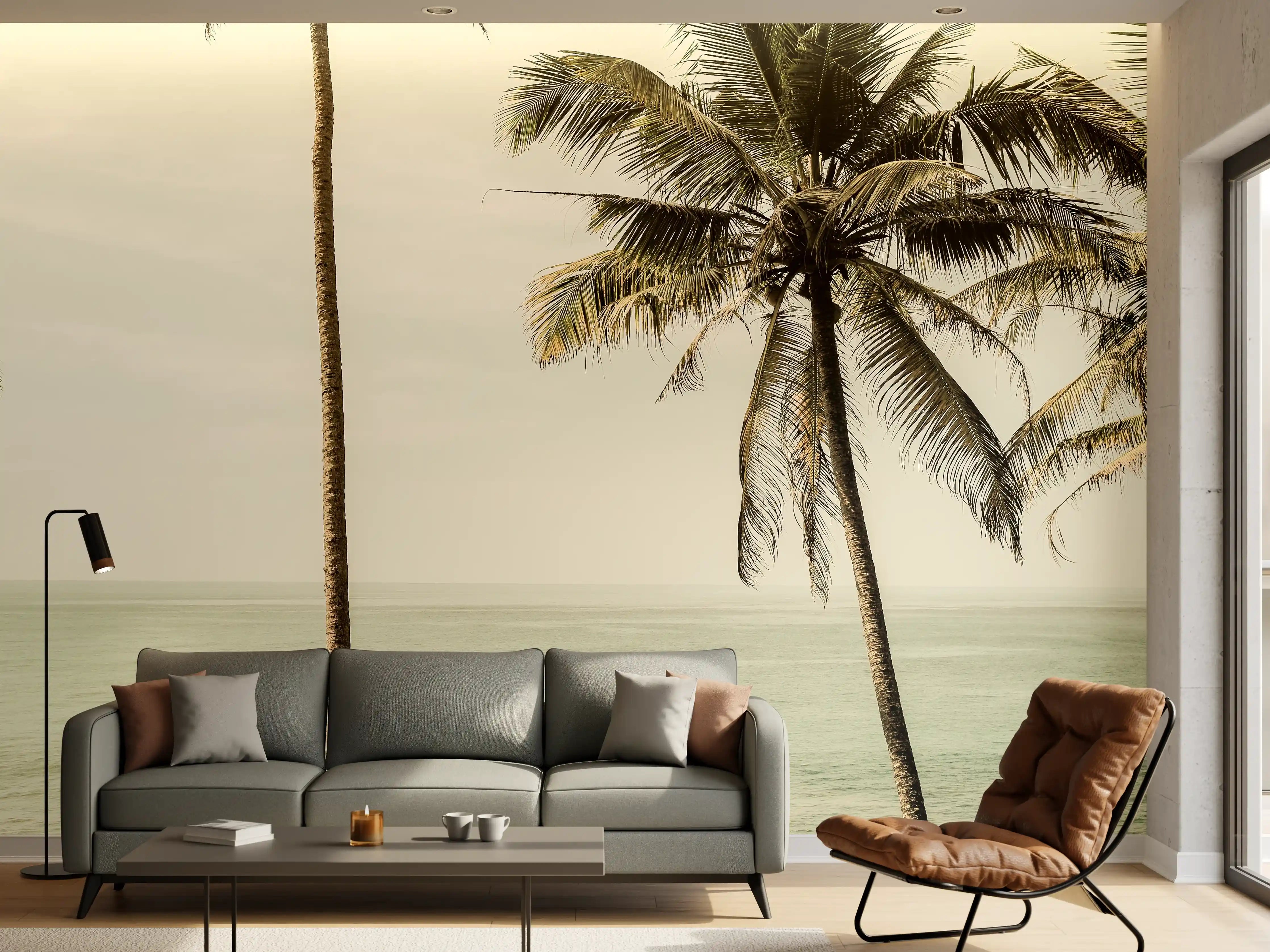 Wandverkleidung Wohnzimmer - Entspannter Strandurlaub mit Palmen