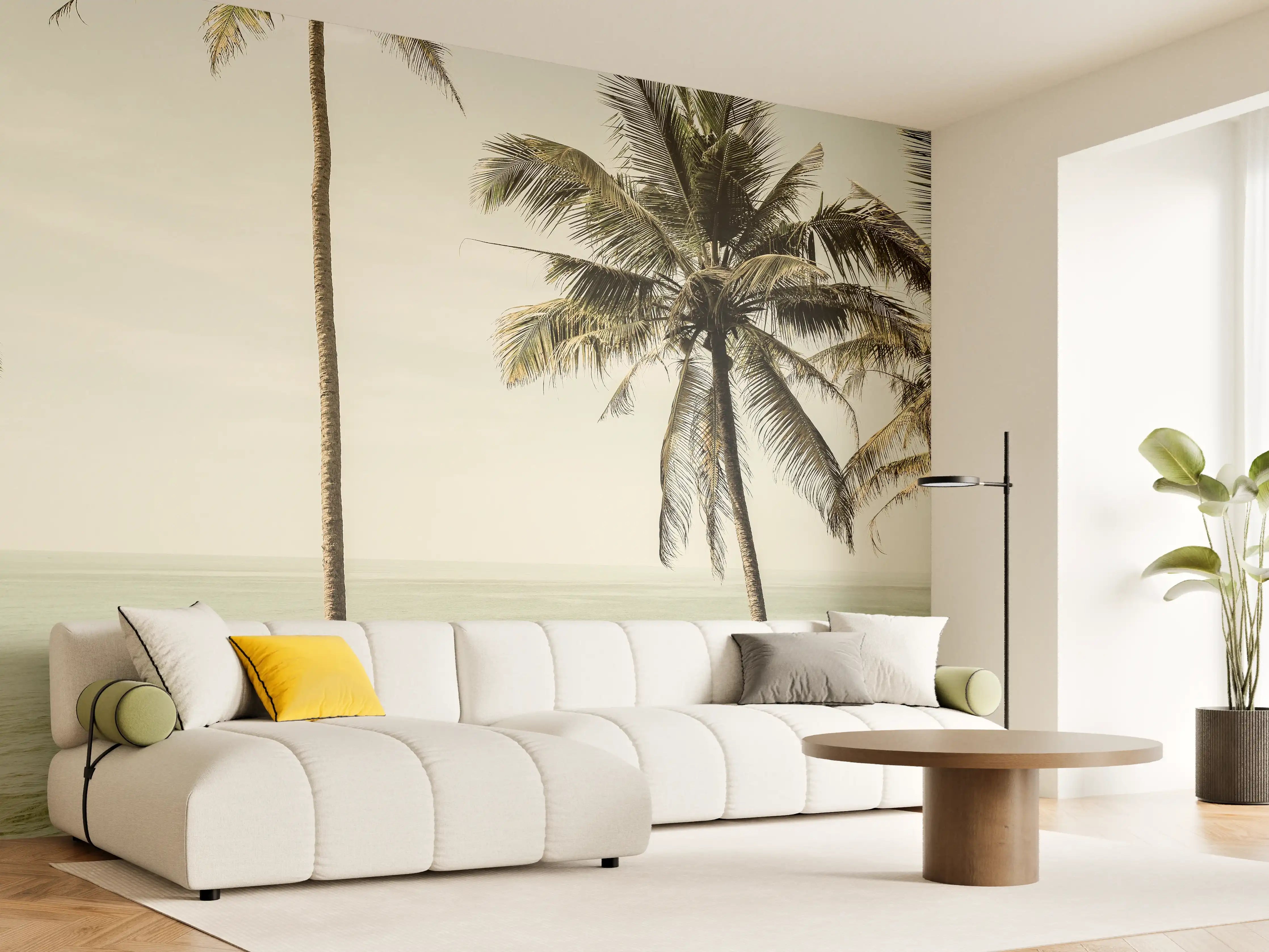 Wandverkleidung Wohnzimmer - Entspannter Strandurlaub mit Palmen