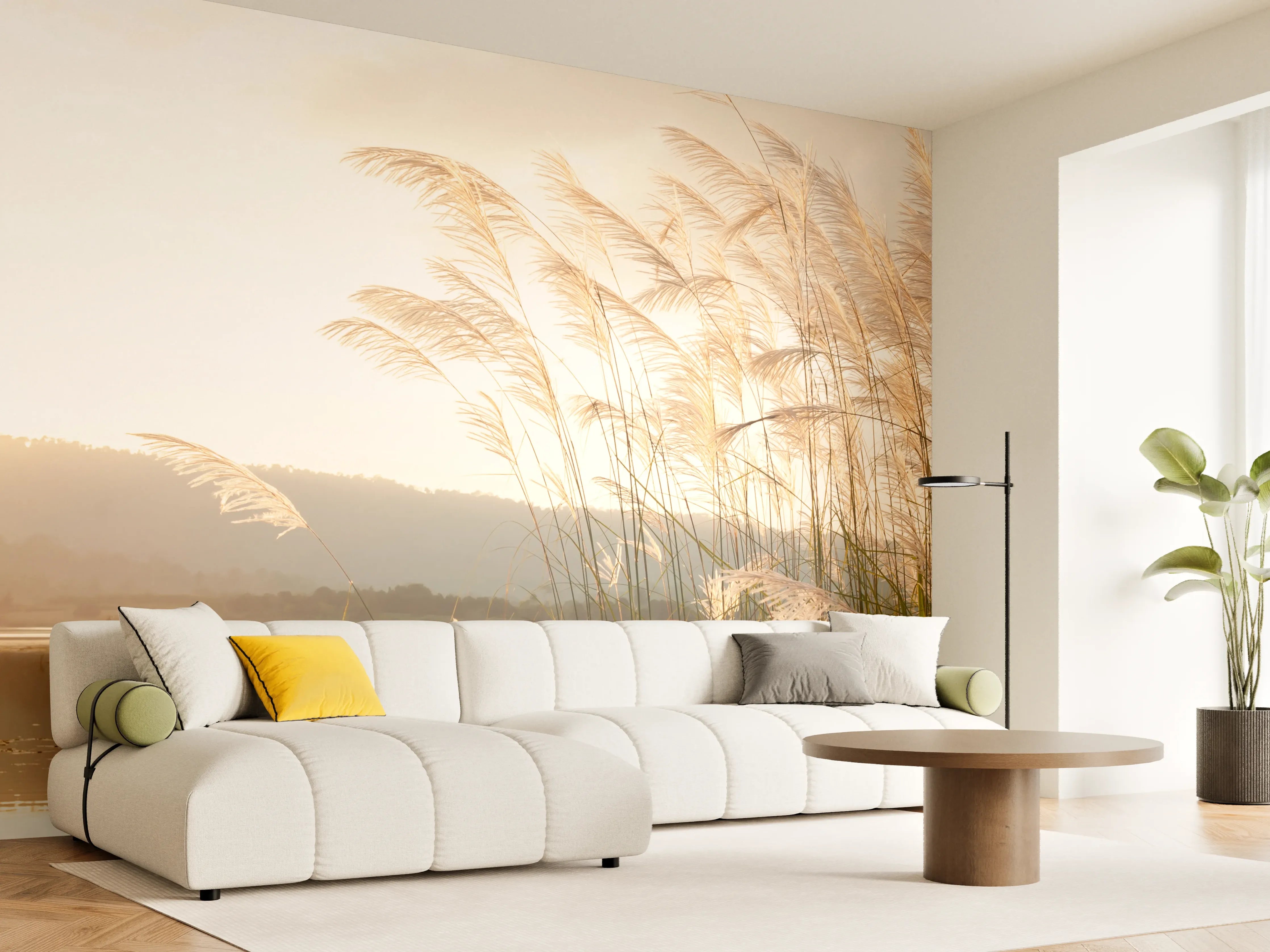 Wandverkleidung Wohnzimmer - Entspannung am See bei Sonnenuntergang