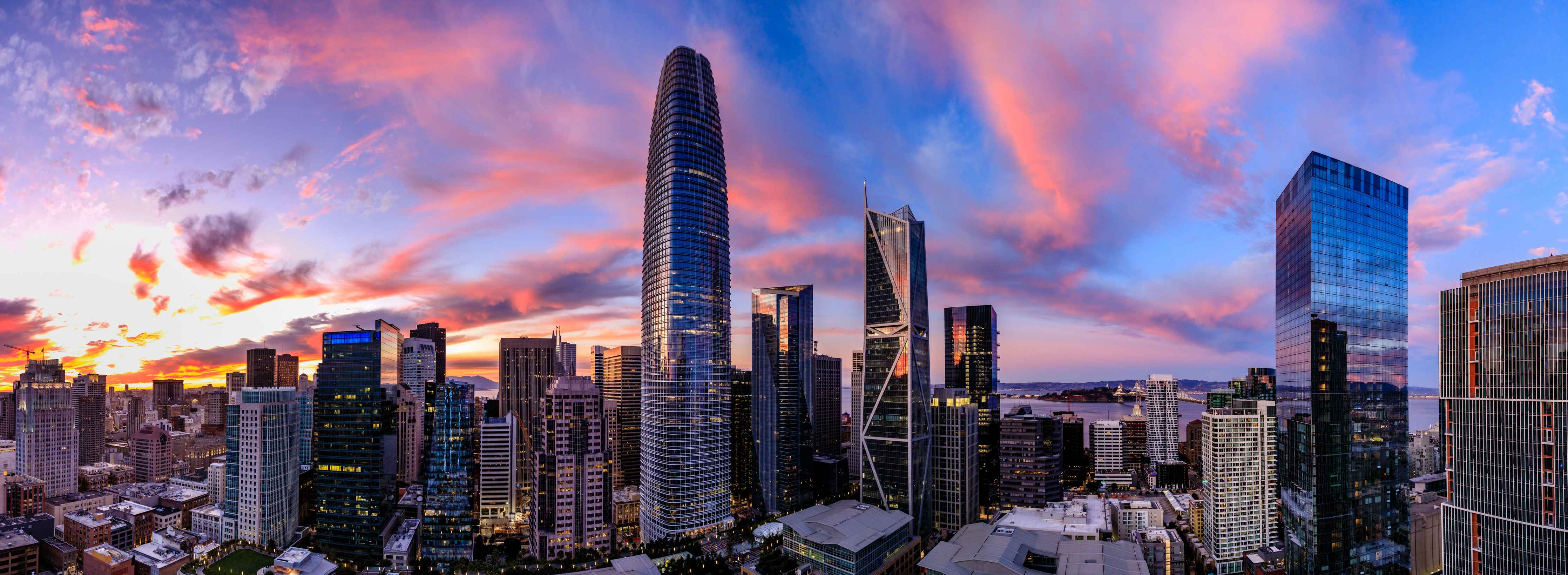 Wandverkleidung Wohnzimmer-Epischer Sonnenuntergang über San Francisco