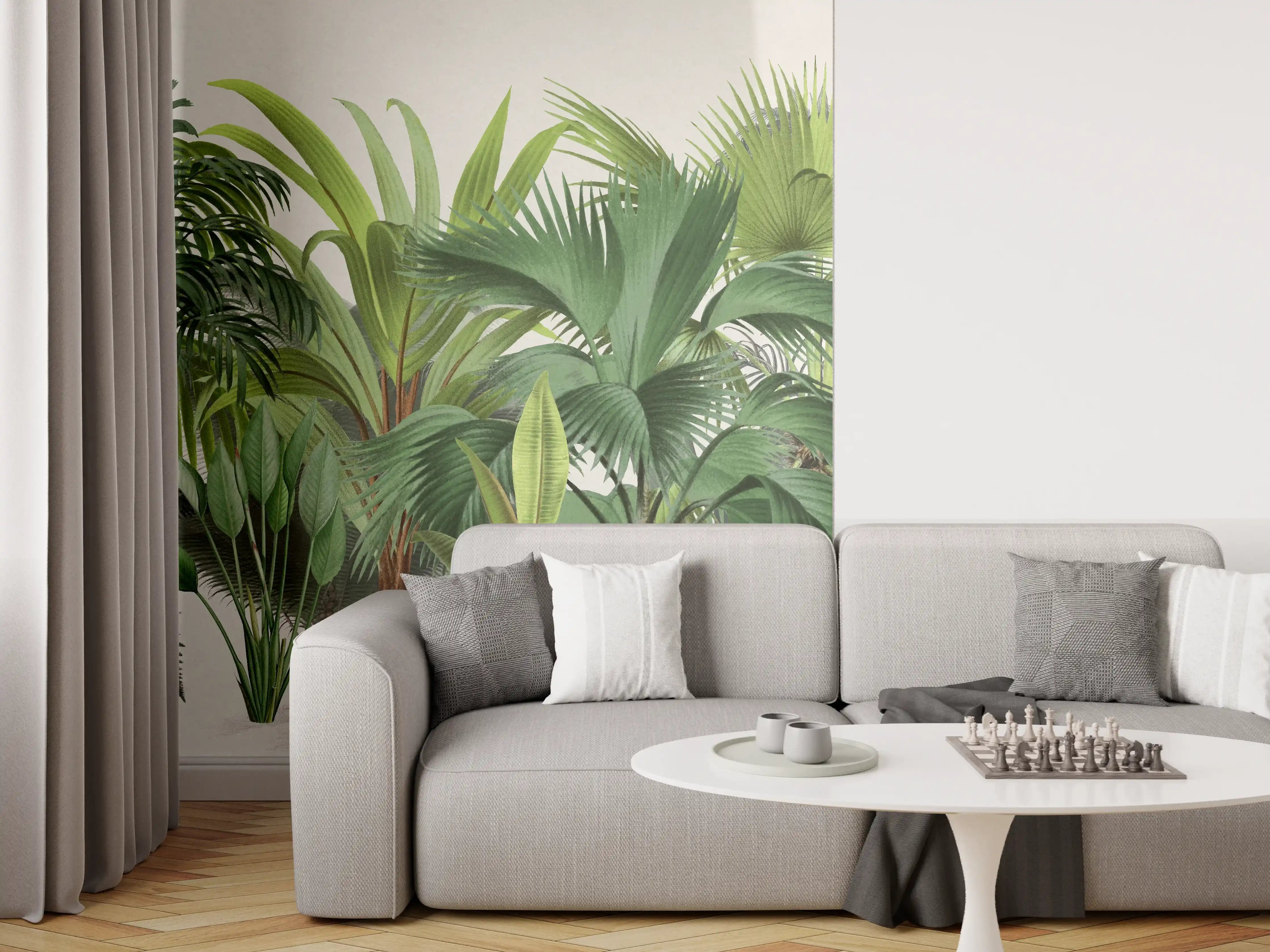 Wandverkleidung Wohnzimmer - Exotische Bäume