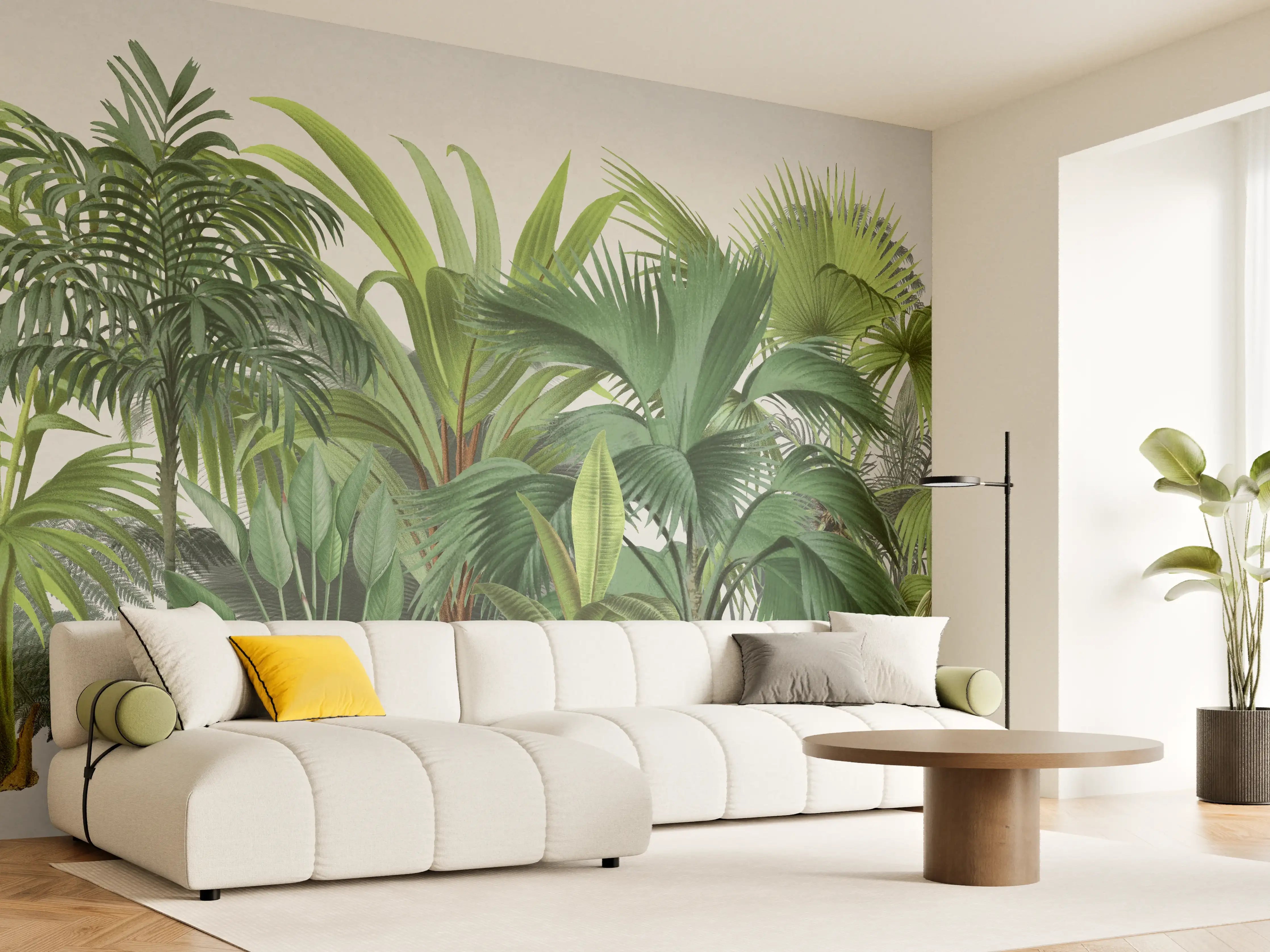 Wandverkleidung Wohnzimmer - Exotische Bäume