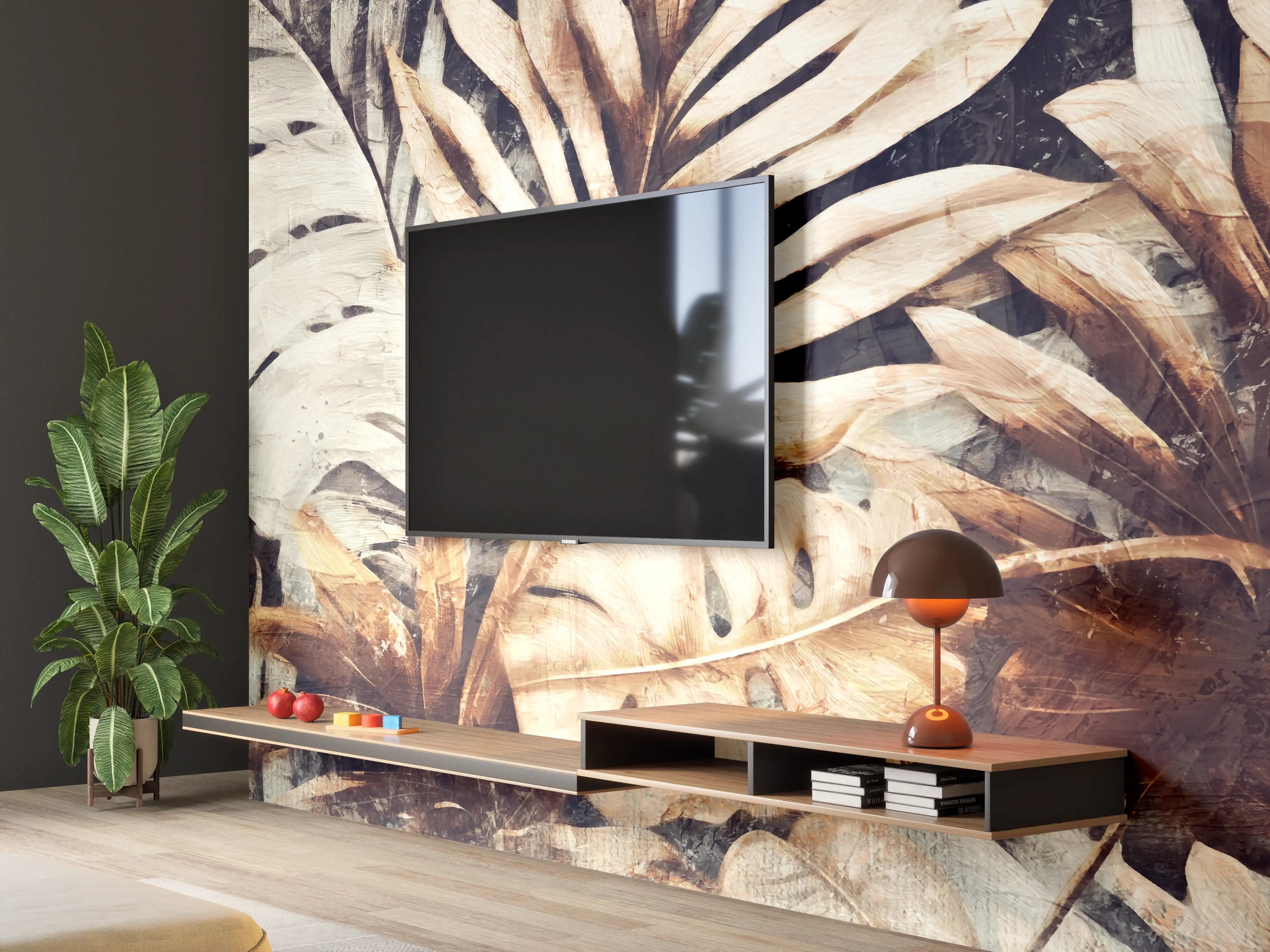 Wandverkleidung Wohnzimmer - Exotische Dschungel-Pflanzen Textur