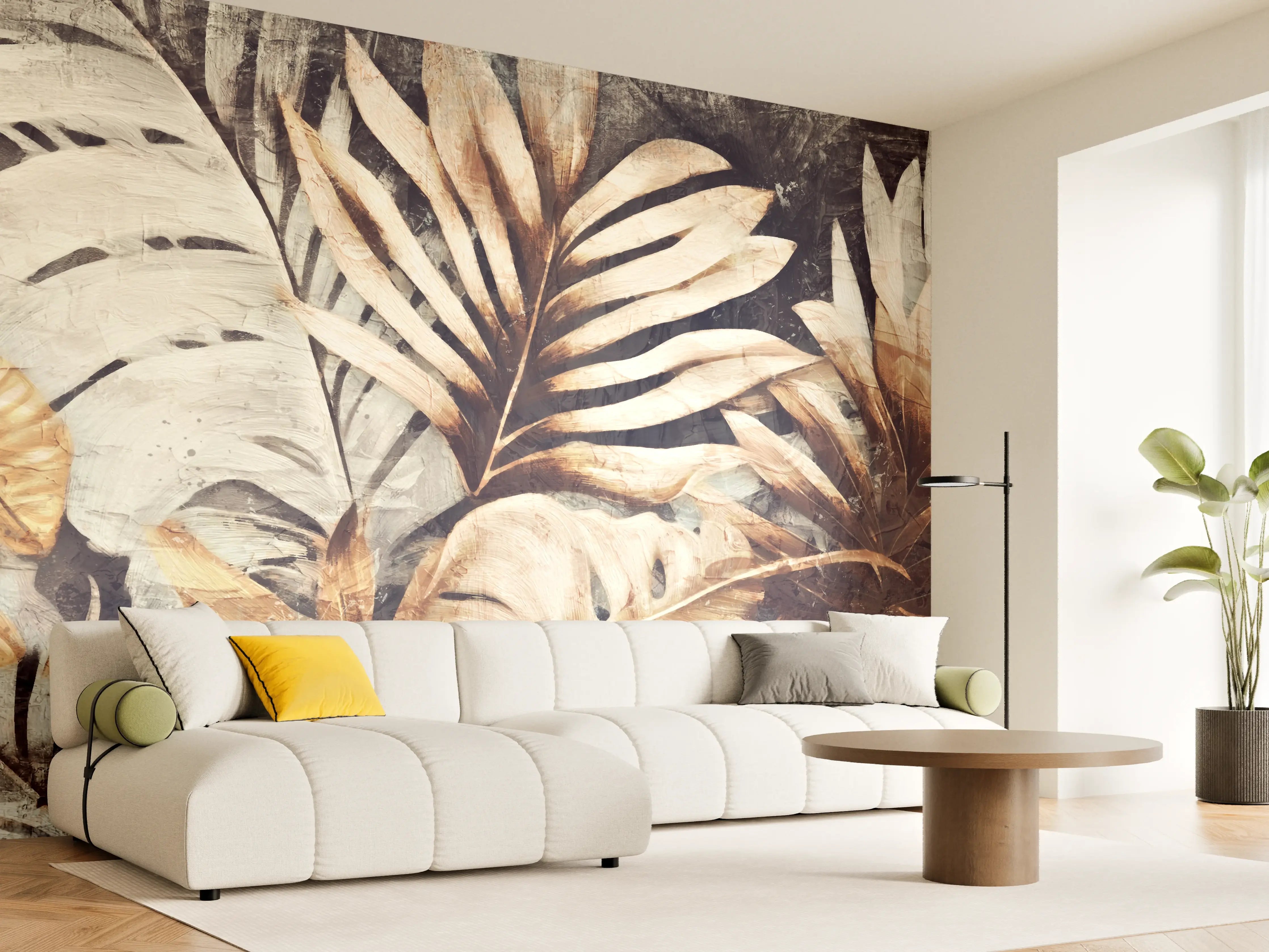 Wandverkleidung Wohnzimmer - Exotische Dschungel-Pflanzen Textur