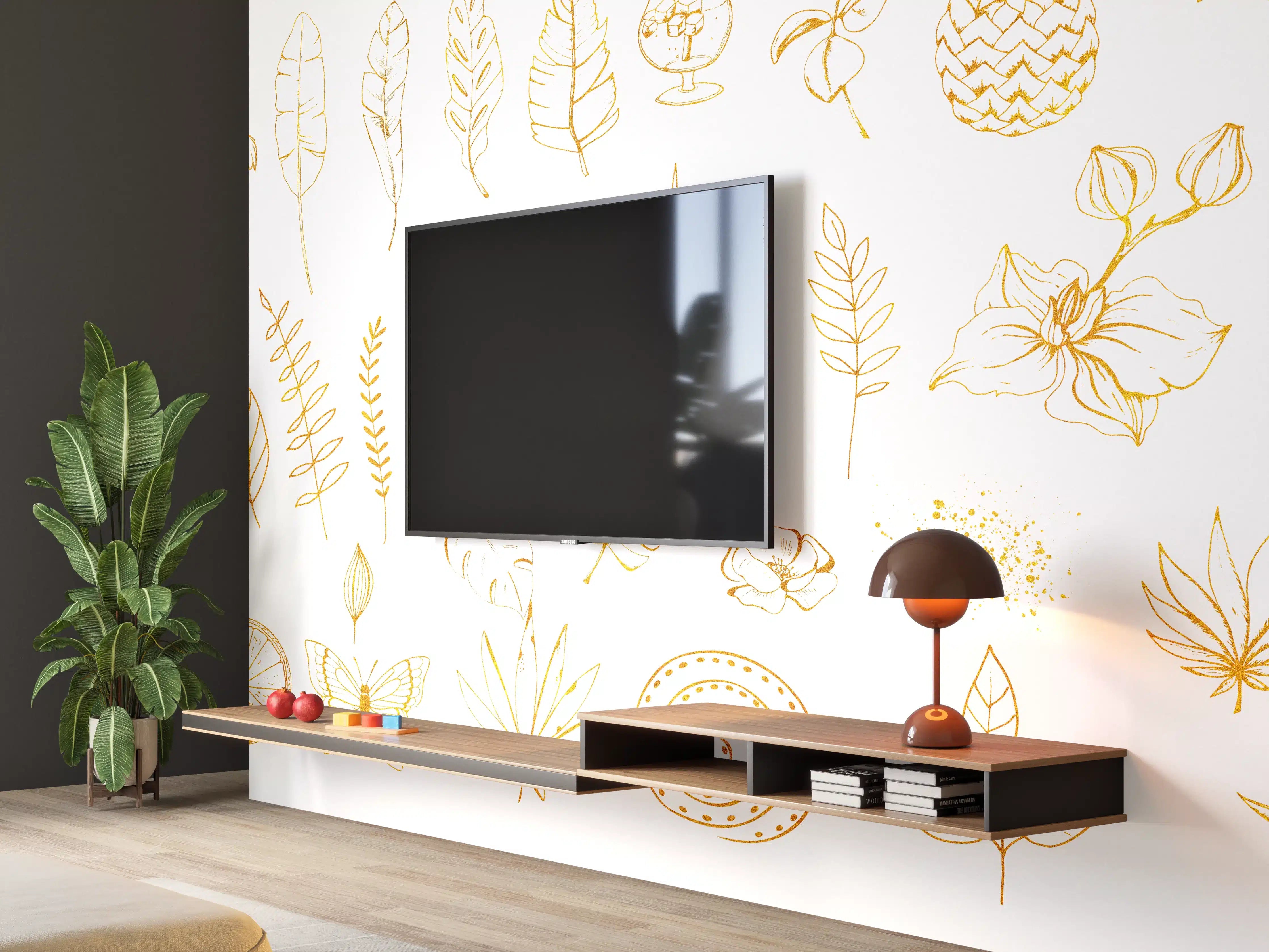 Wandverkleidung Wohnzimmer - Exotische Motive - Zeichenmalerei