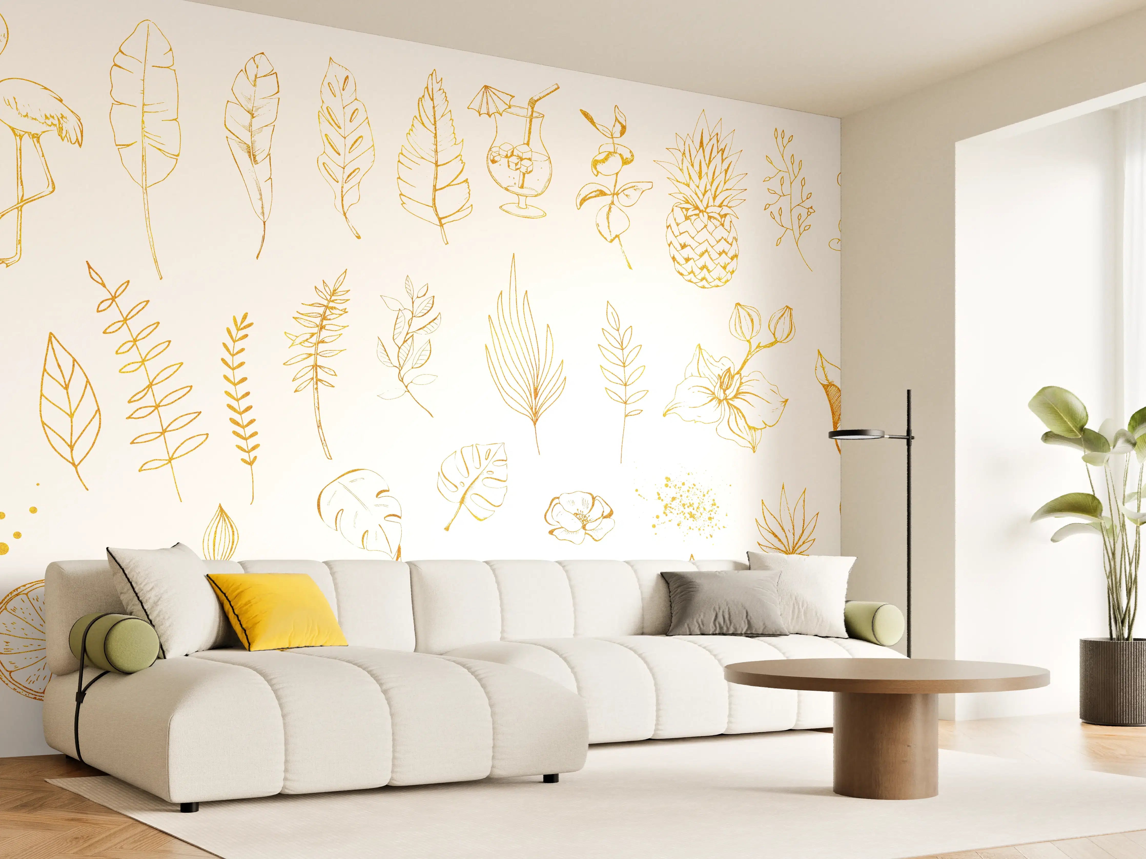 Wandverkleidung Wohnzimmer - Exotische Motive - Zeichenmalerei