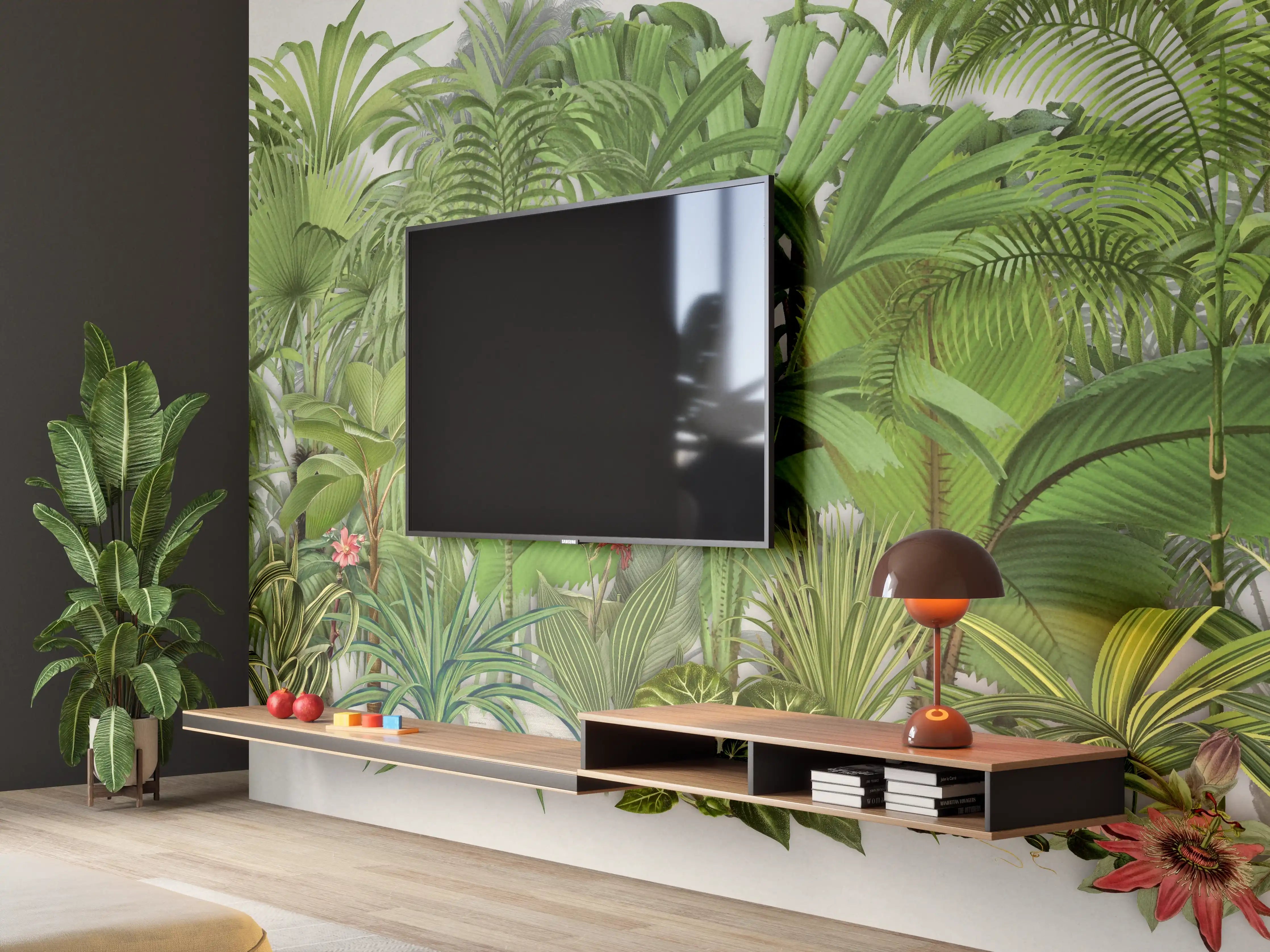 Wandverkleidung Wohnzimmer - Exotische Pflanzen