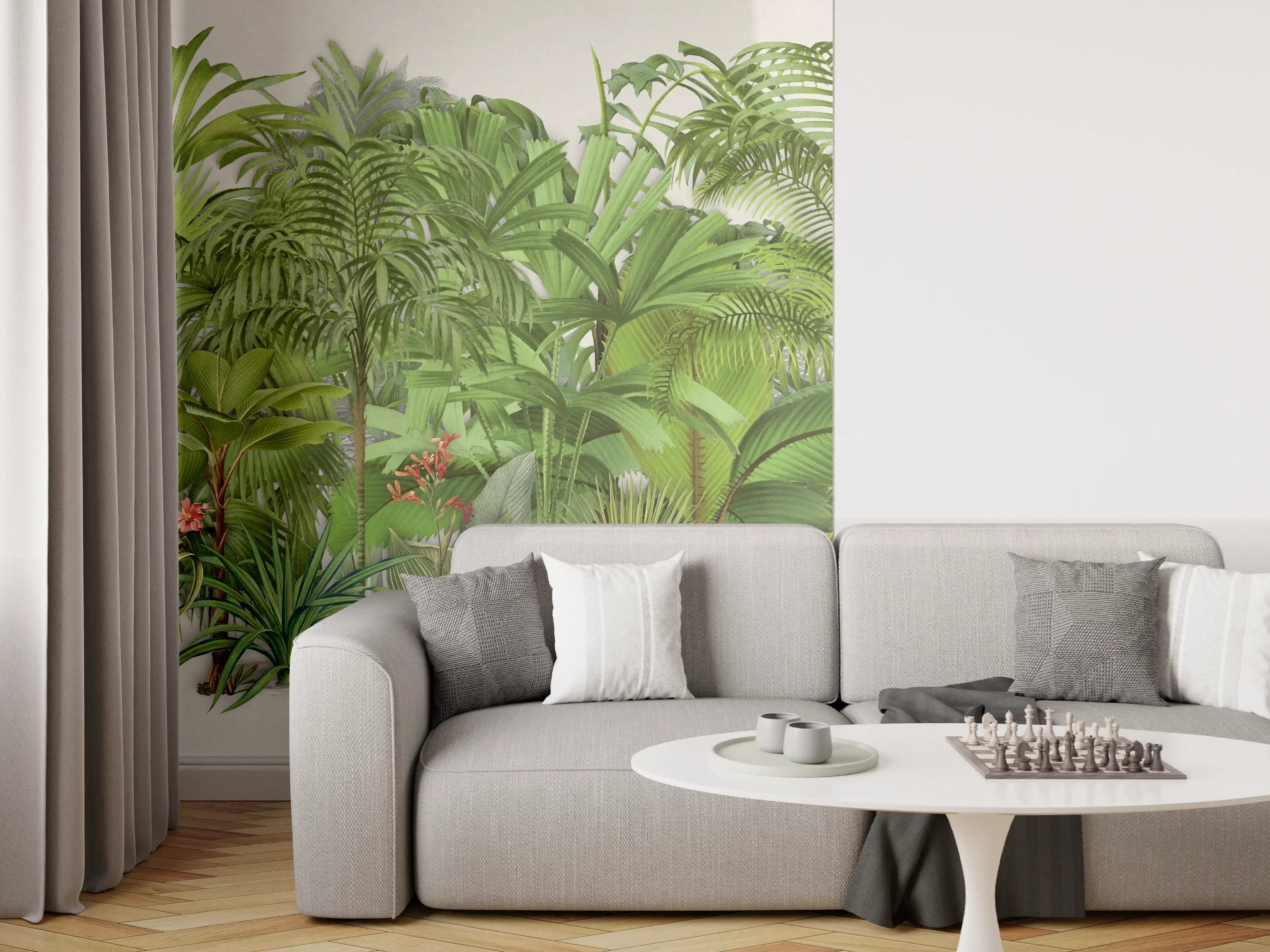 Wandverkleidung Wohnzimmer - Exotische Pflanzen